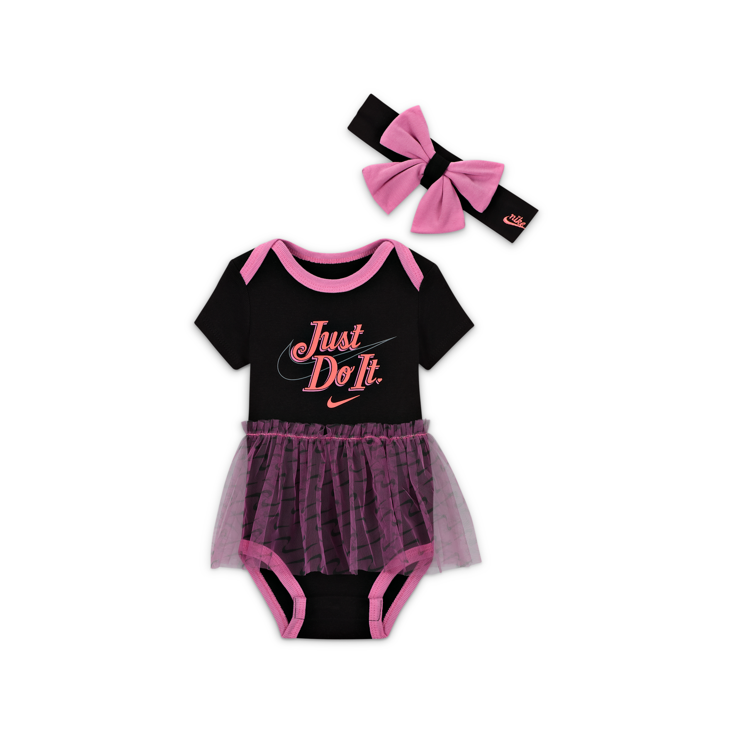 Nike Swooshfetti Conjunto de body tipo tutú de dos piezas en caja - Bebé (0-9 M) - Negro