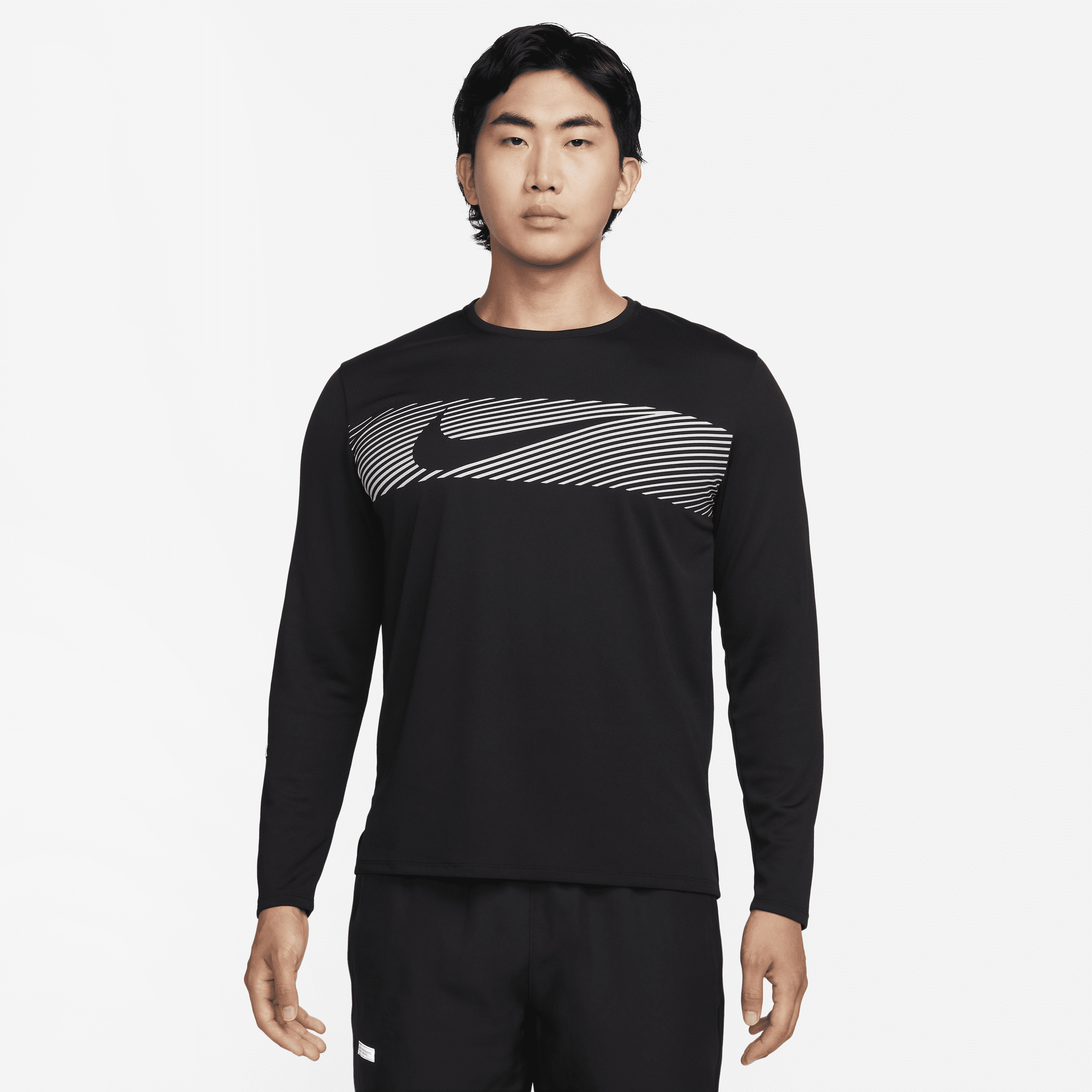 Nike Miler Flash Camiseta de running de manga larga Dri-FIT UV - Hombre - Negro