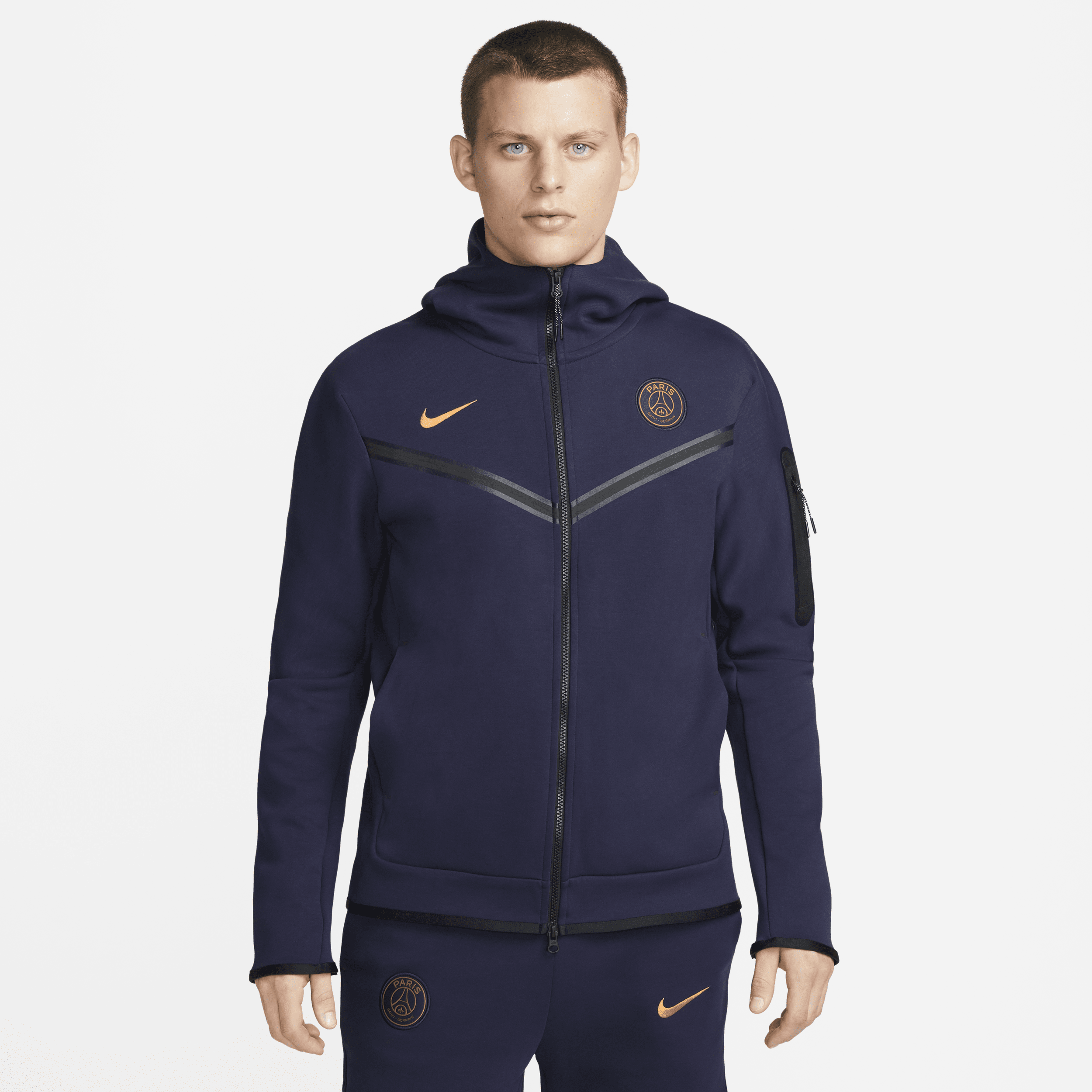Paris Saint-Germain Tech Fleece Nike Windrunner-hættetrøje med lynlås til mænd - blå