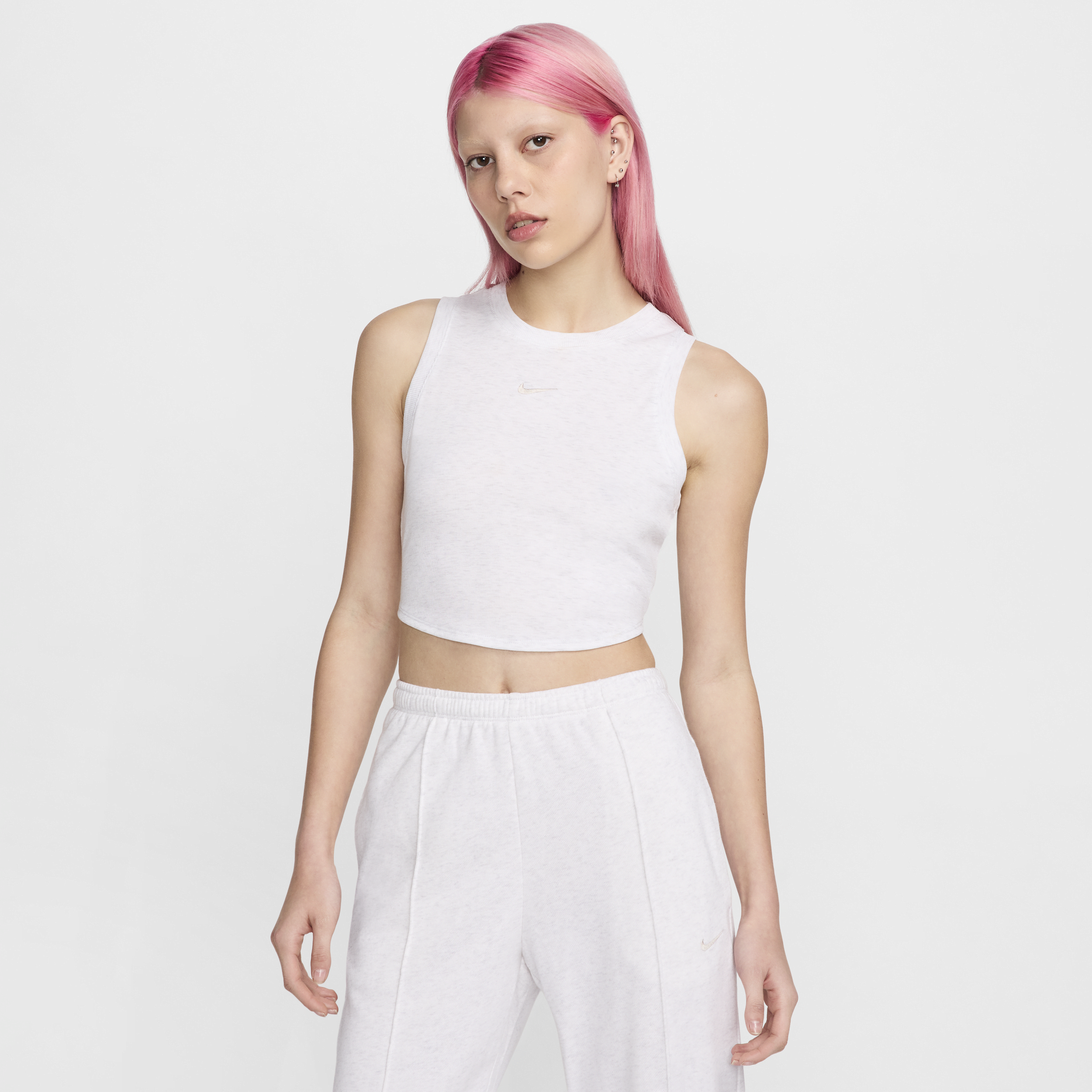 Canotta corta e aderente a mini costine Nike Chill Knit – Donna - Marrone