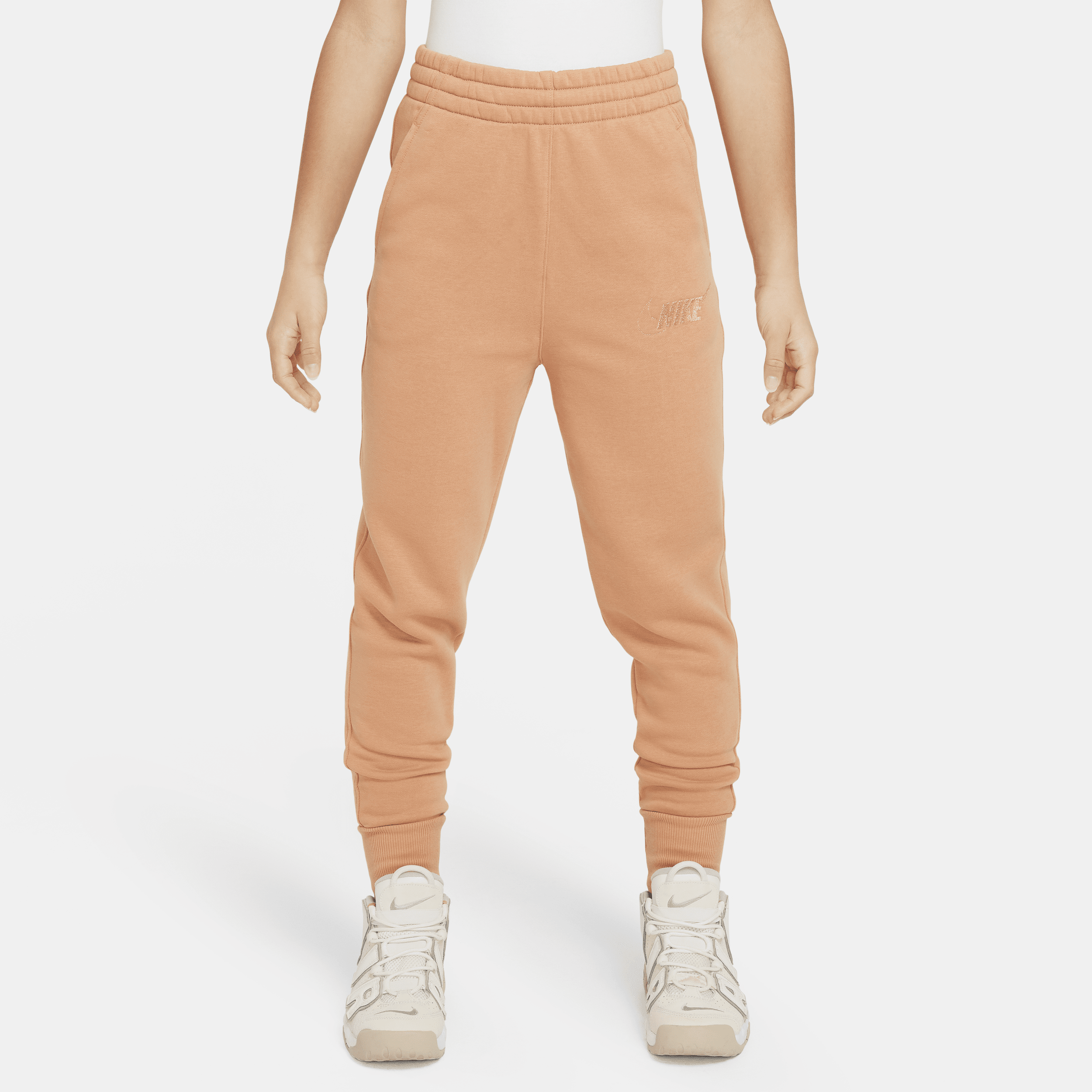 Nike Sportswear Club Fleece-bukser med høj talje til større børn (piger) - brun