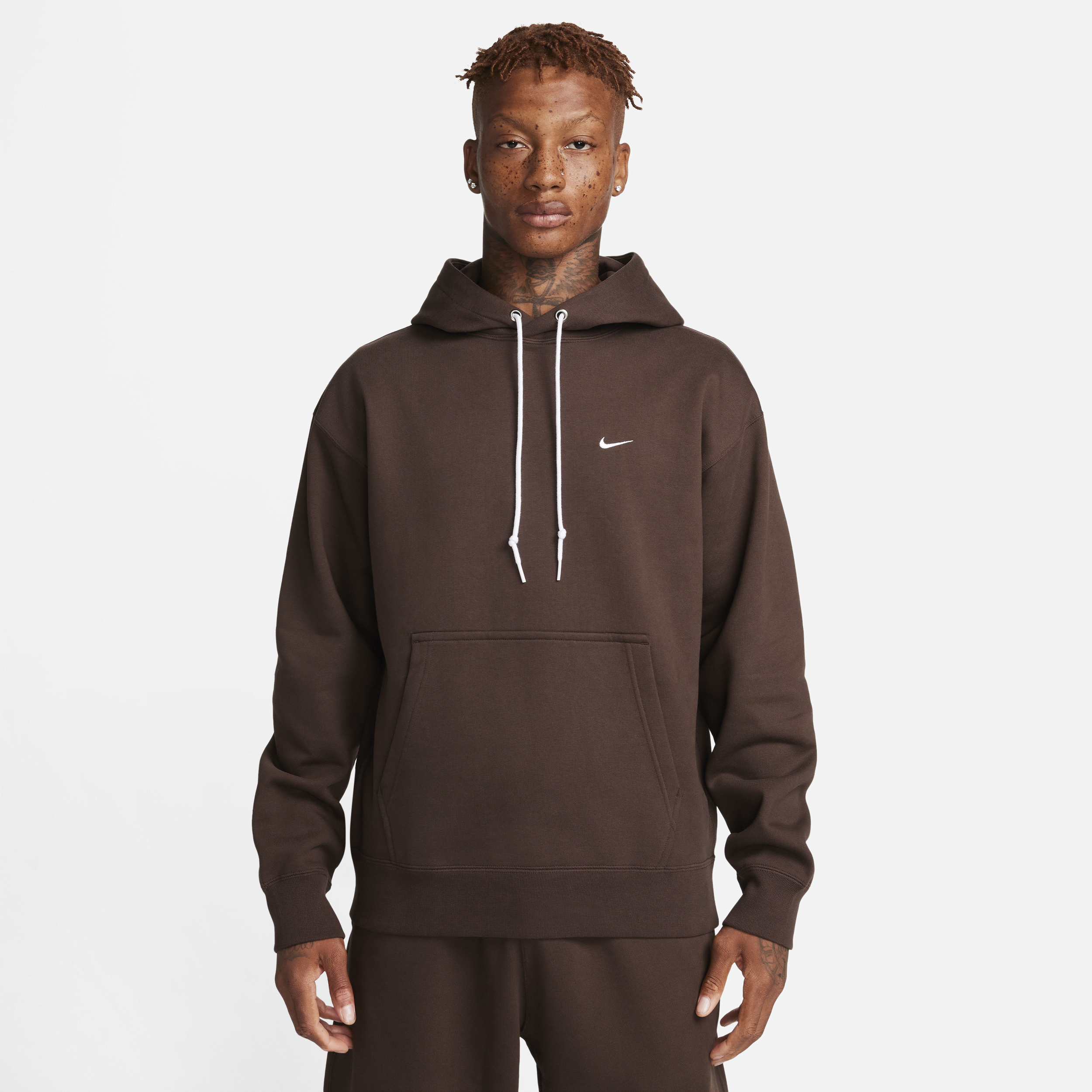 Nike Solo Swoosh-pullover-hættetrøje i fleece til mænd - brun