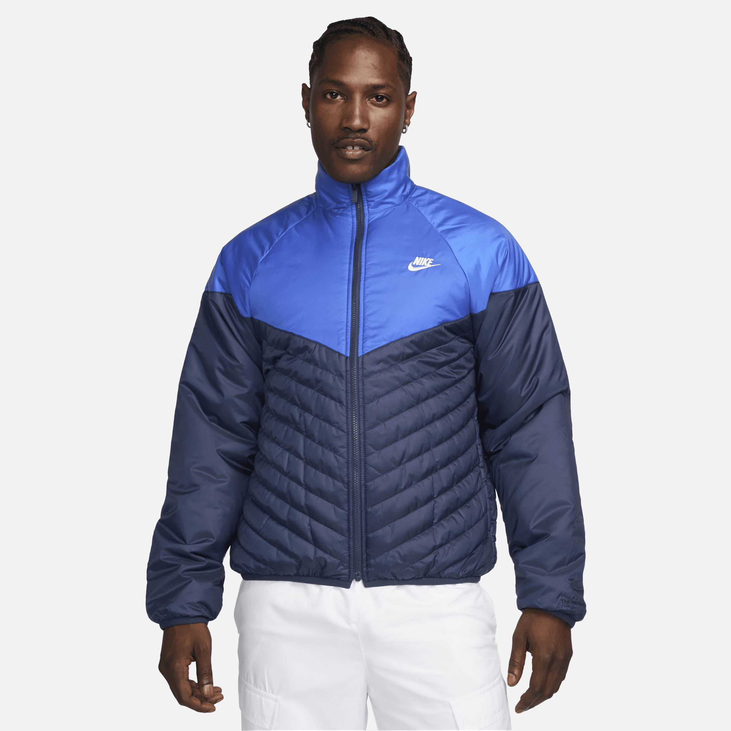 Vandskyende Nike Sportswear Windrunner-Therma-FIT-dynejakke til mænd - blå