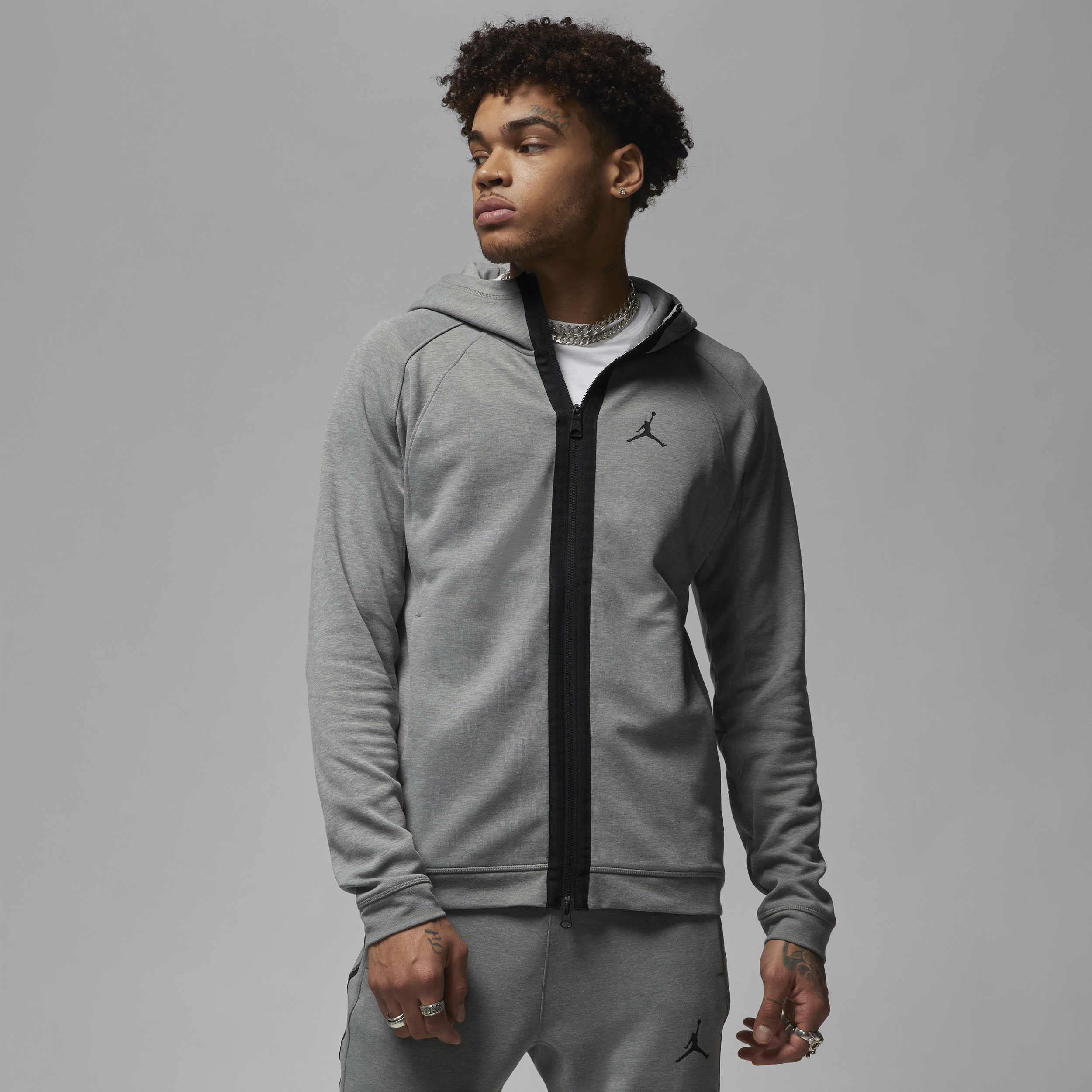 Jordan Dri-FIT Sport-Air Fleece-hættetrøje med fuld lynlås til mænd - grå