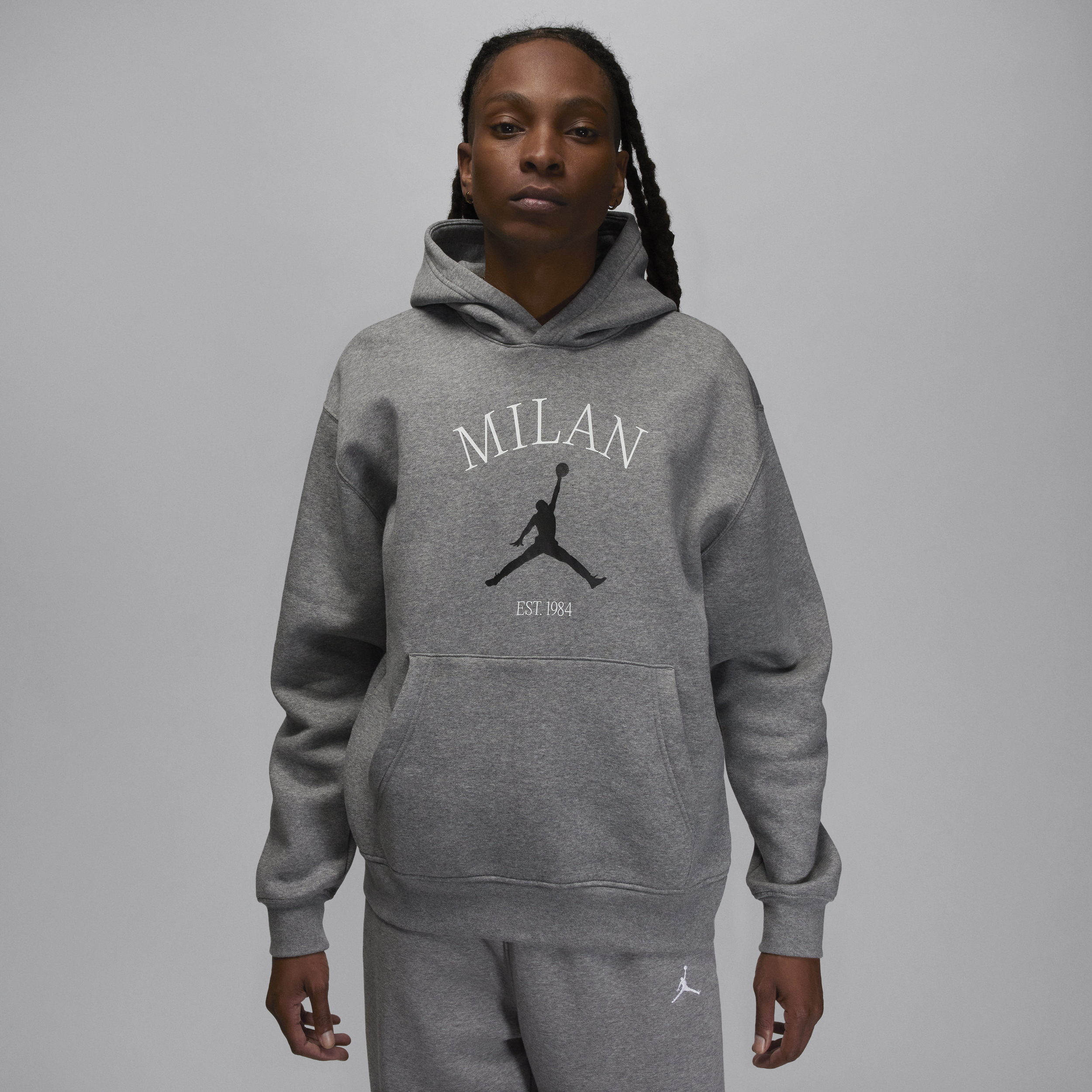 Nike Felpa pullover con cappuccio Jordan Milan – Uomo - Grigio