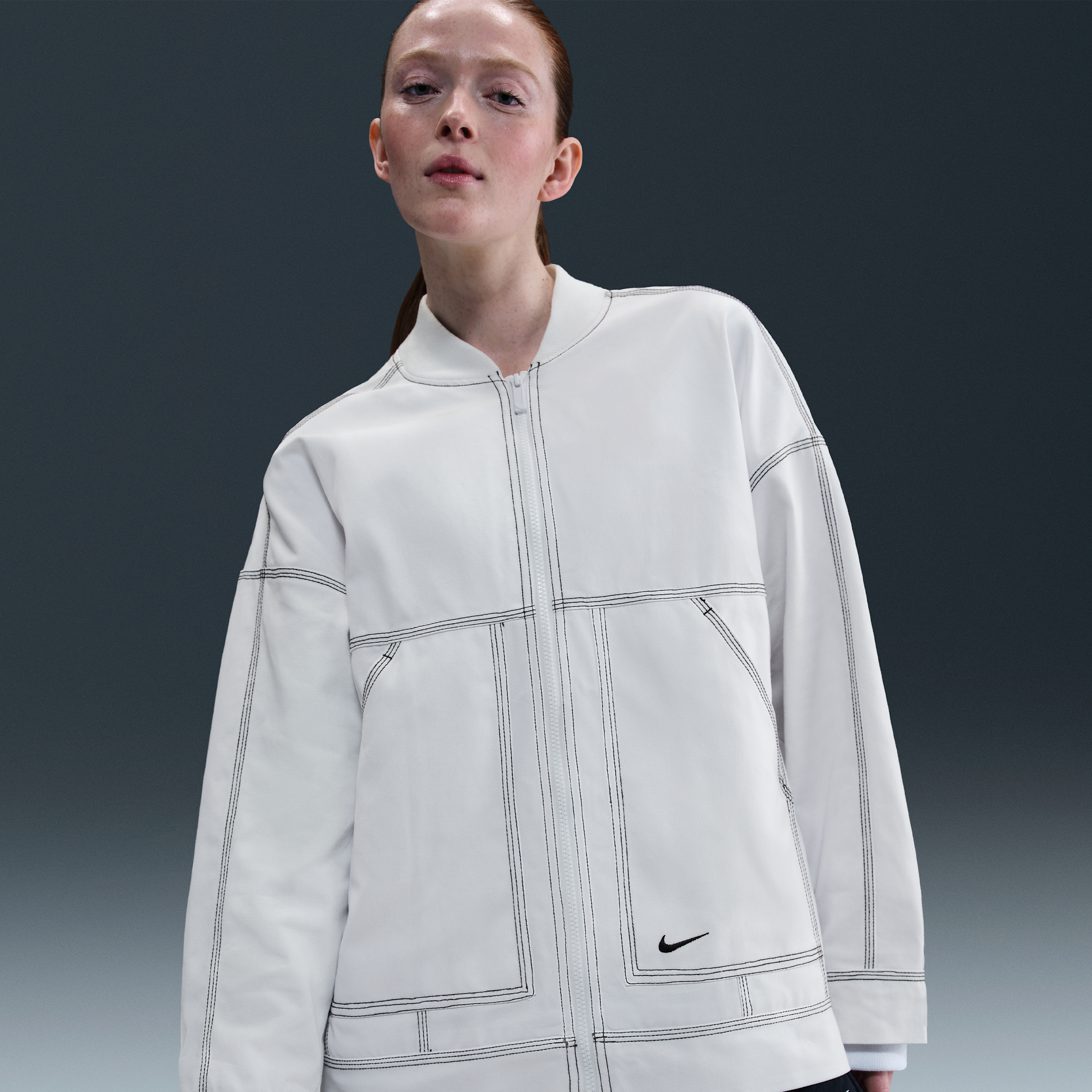 Nike Chaqueta cargo oversize con estampado - Mujer - Blanco