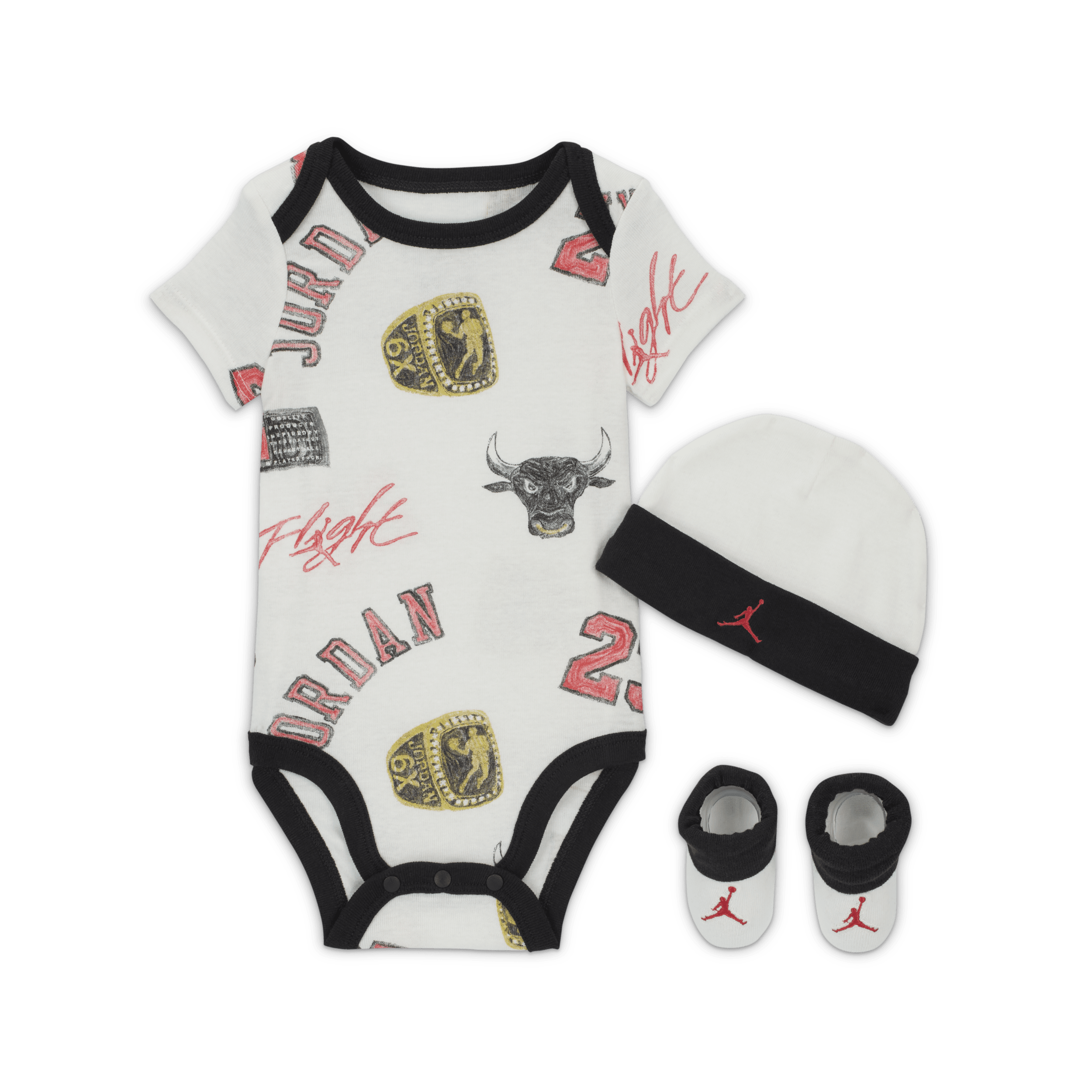 Jordan MJ Essentials driedelige babyset met print - Wit