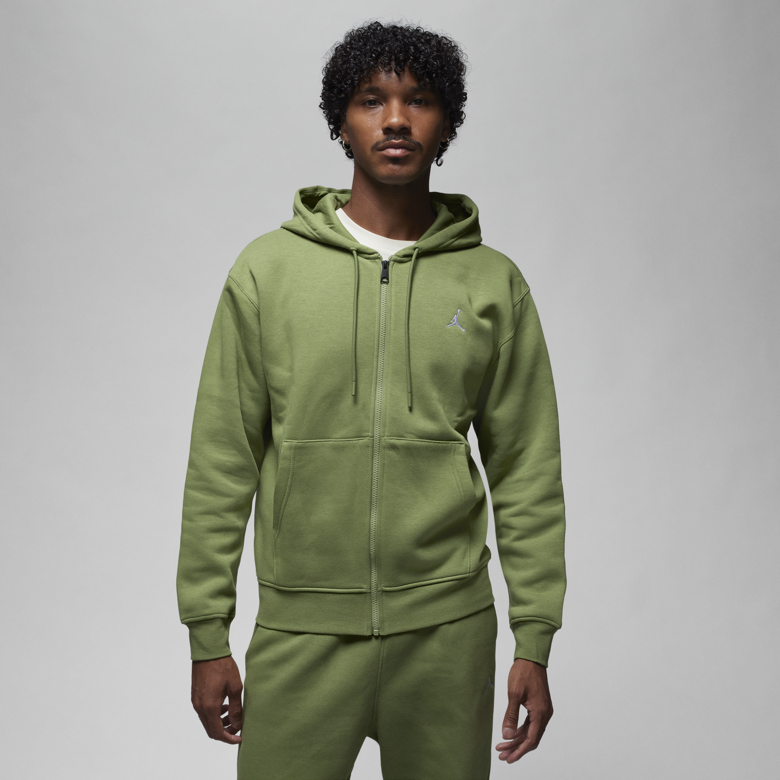 Jordan Brooklyn Fleece-hættetrøje med lynlås til mænd - grøn