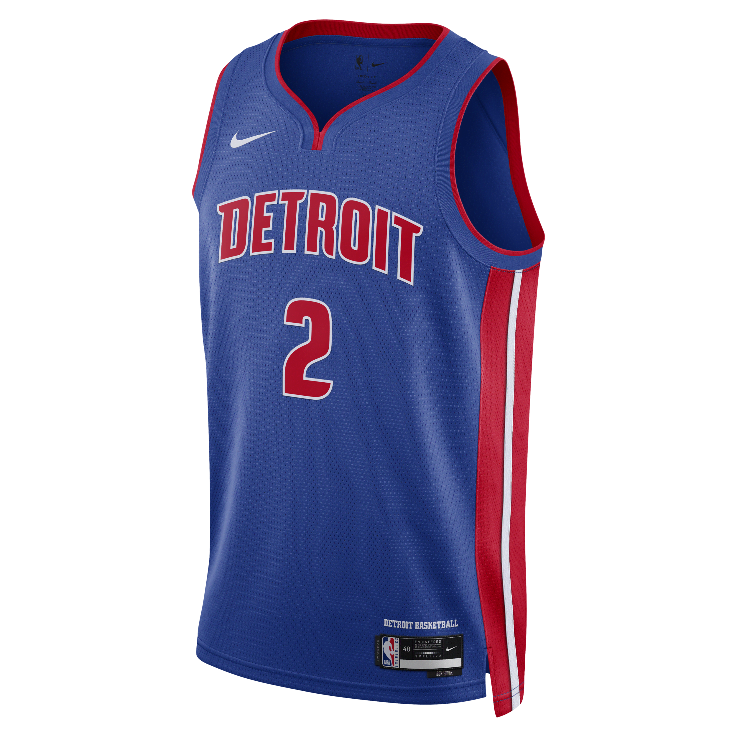 Detroit Pistons Icon Edition 2022/23 Nike Dri-FIT Swingman NBA-jersey voor heren - Blauw