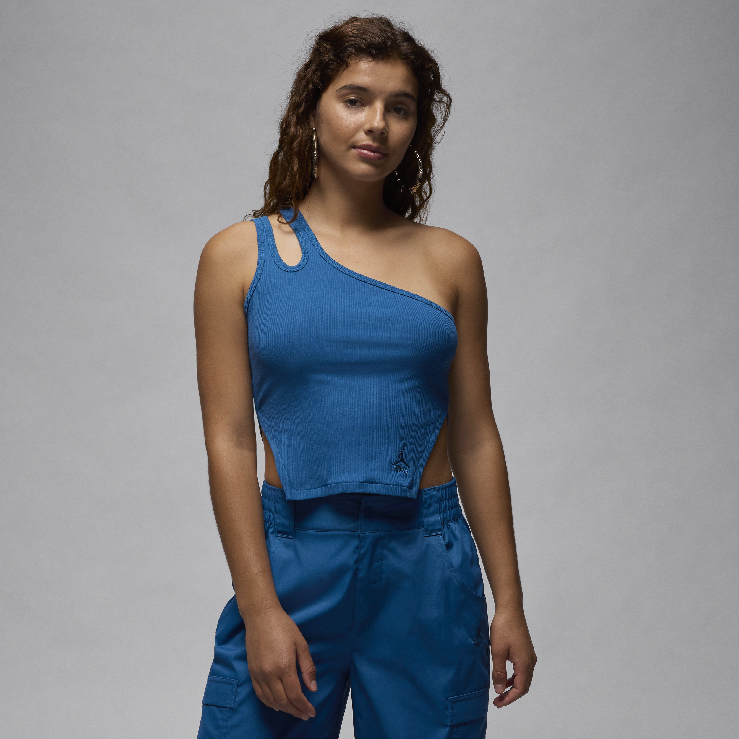 Jordan Camiseta de tirantes acanalada con diseño asimétrico - Mujer - Azul