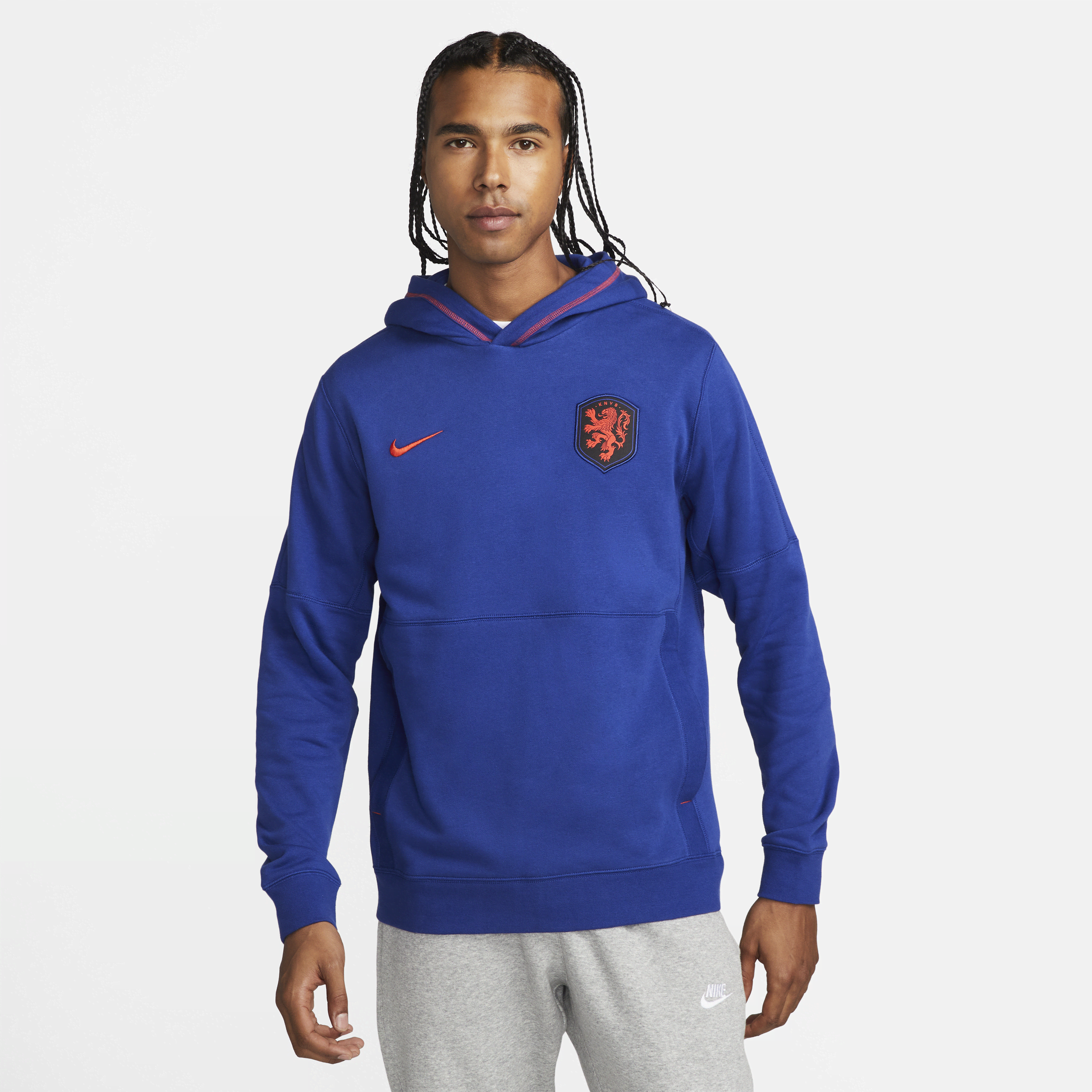 Nike Holland-fodboldhættetrøje i french terry til mænd - blå