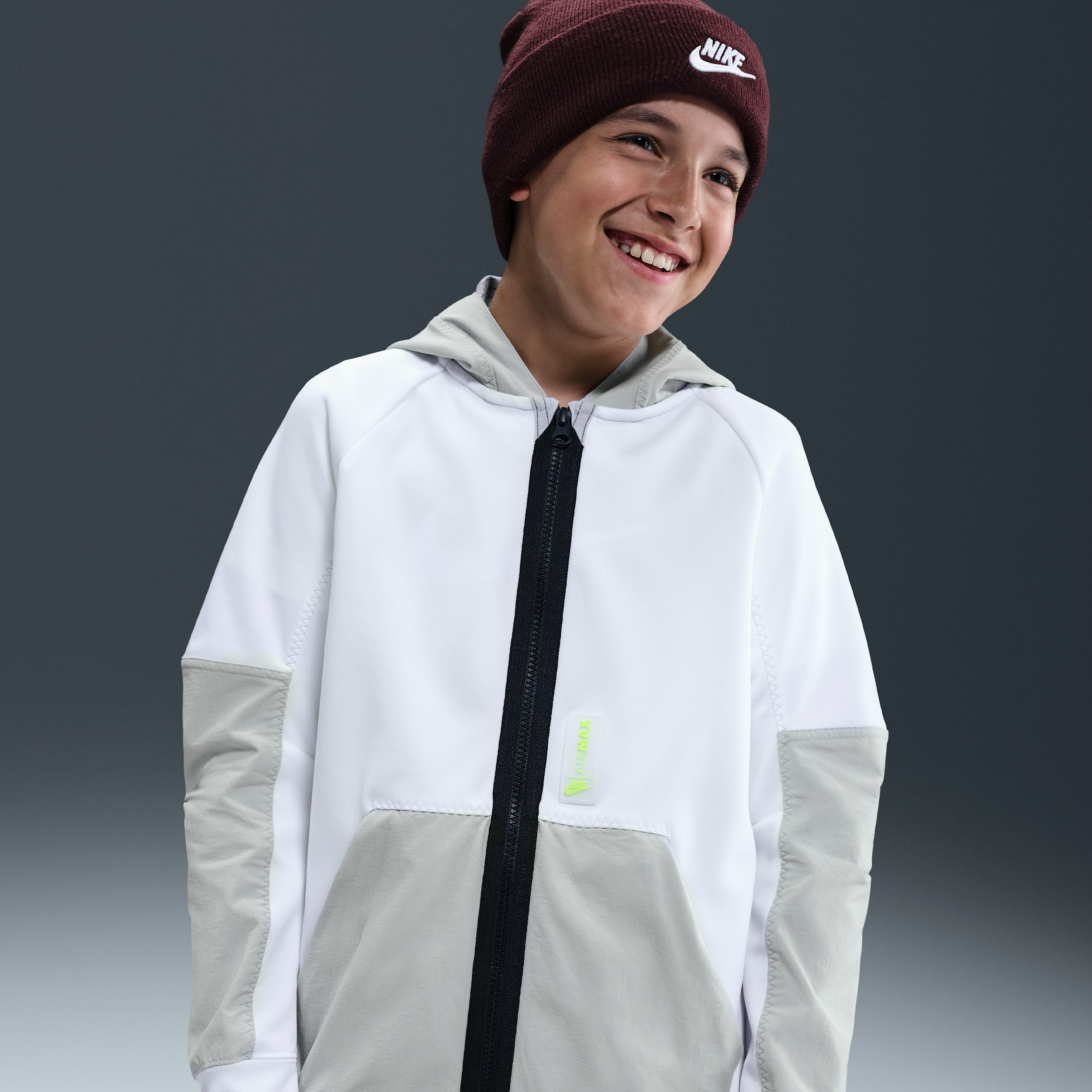 Nike Air Max Sudadera con capucha y cremallera completa - Niño - Blanco
