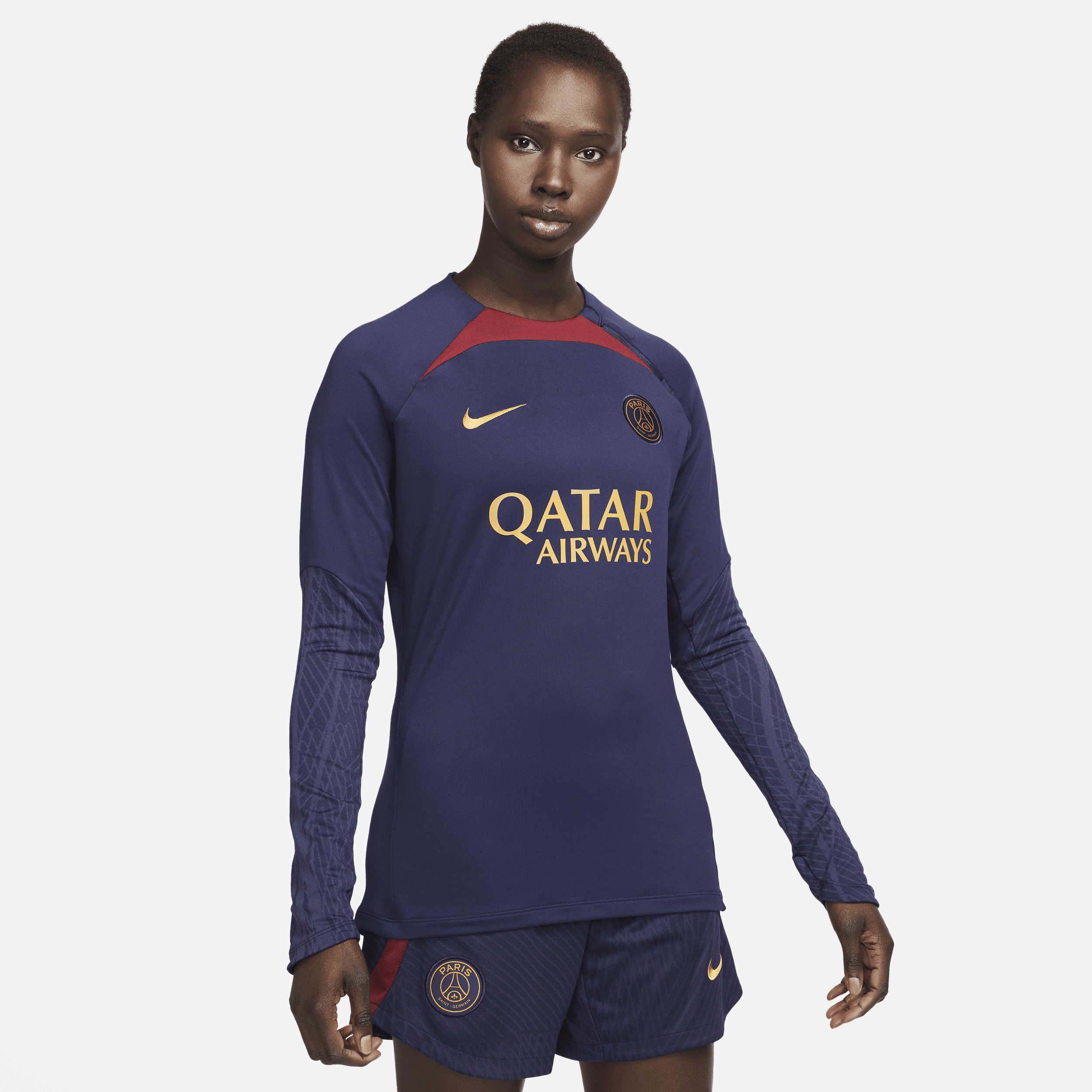 Paris Saint-Germain Strike Nike Dri-FIT-fodboldtræningstrøje med rund hals til kvinder - blå
