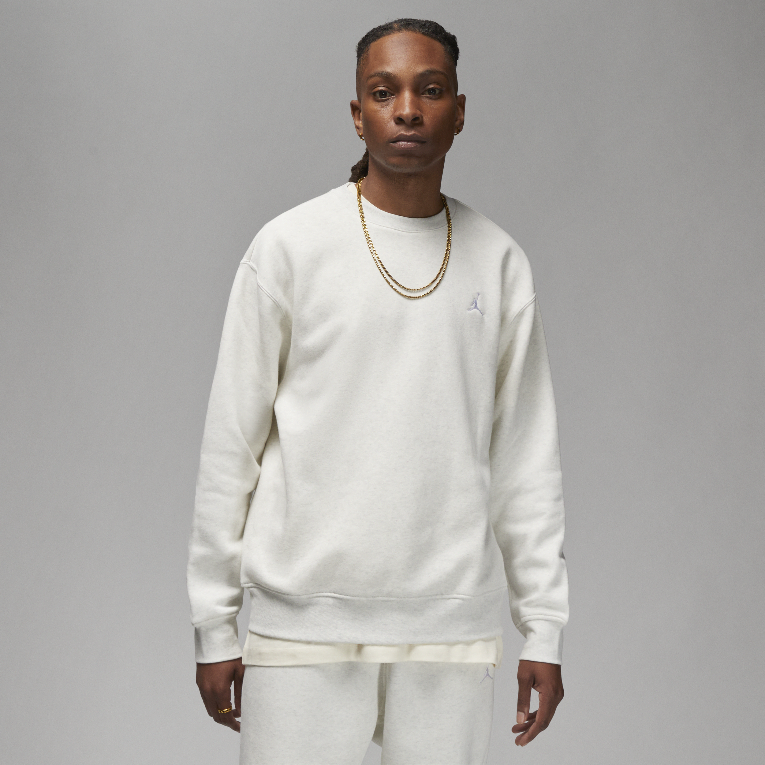Jordan Brooklyn Fleece-sweatshirt med rund hals til mænd - hvid