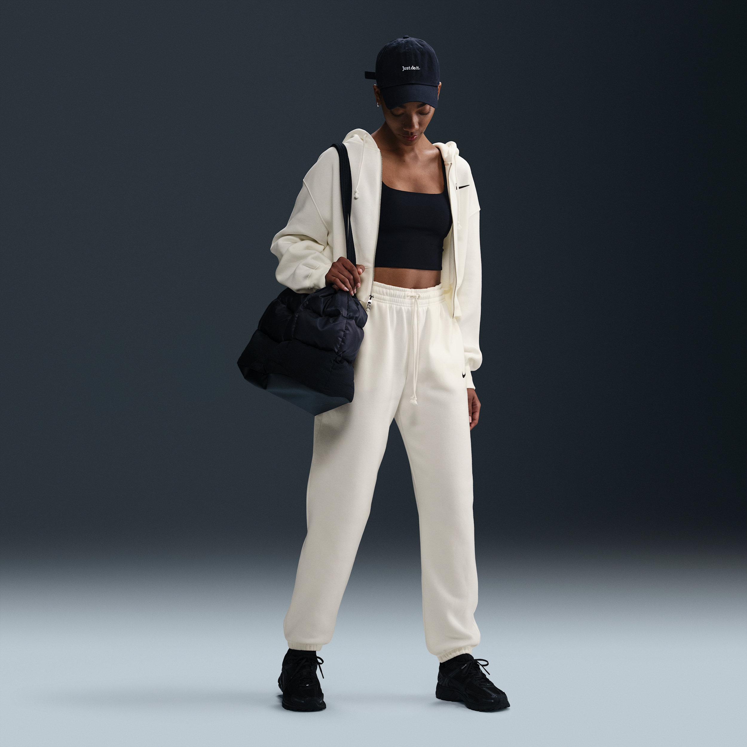 Pantaloni tuta oversize a vita alta Nike Phoenix Fleece – Donna - Bianco