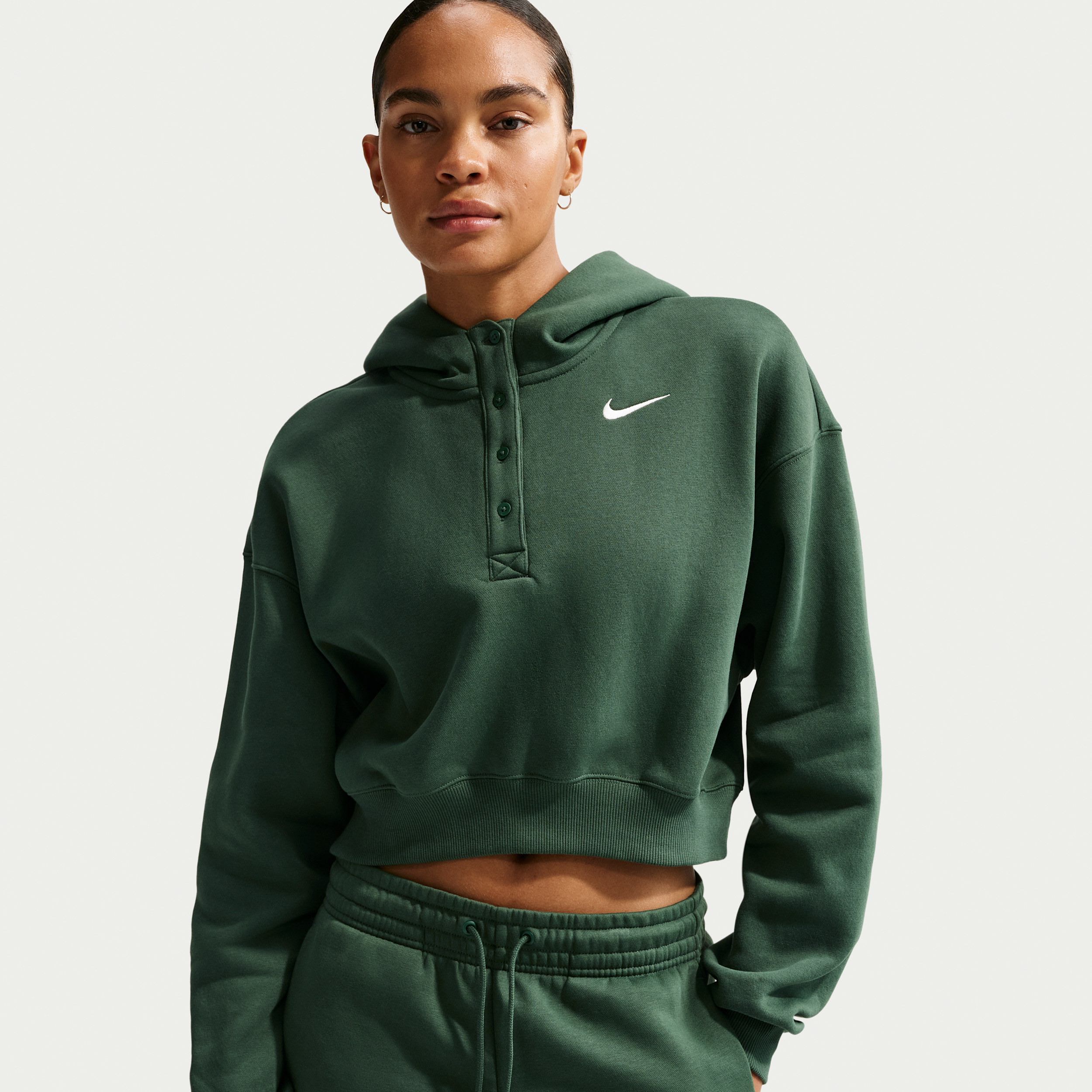 Nike Phoenix Fleece Women's Oversized Cropped Henley Hoodie