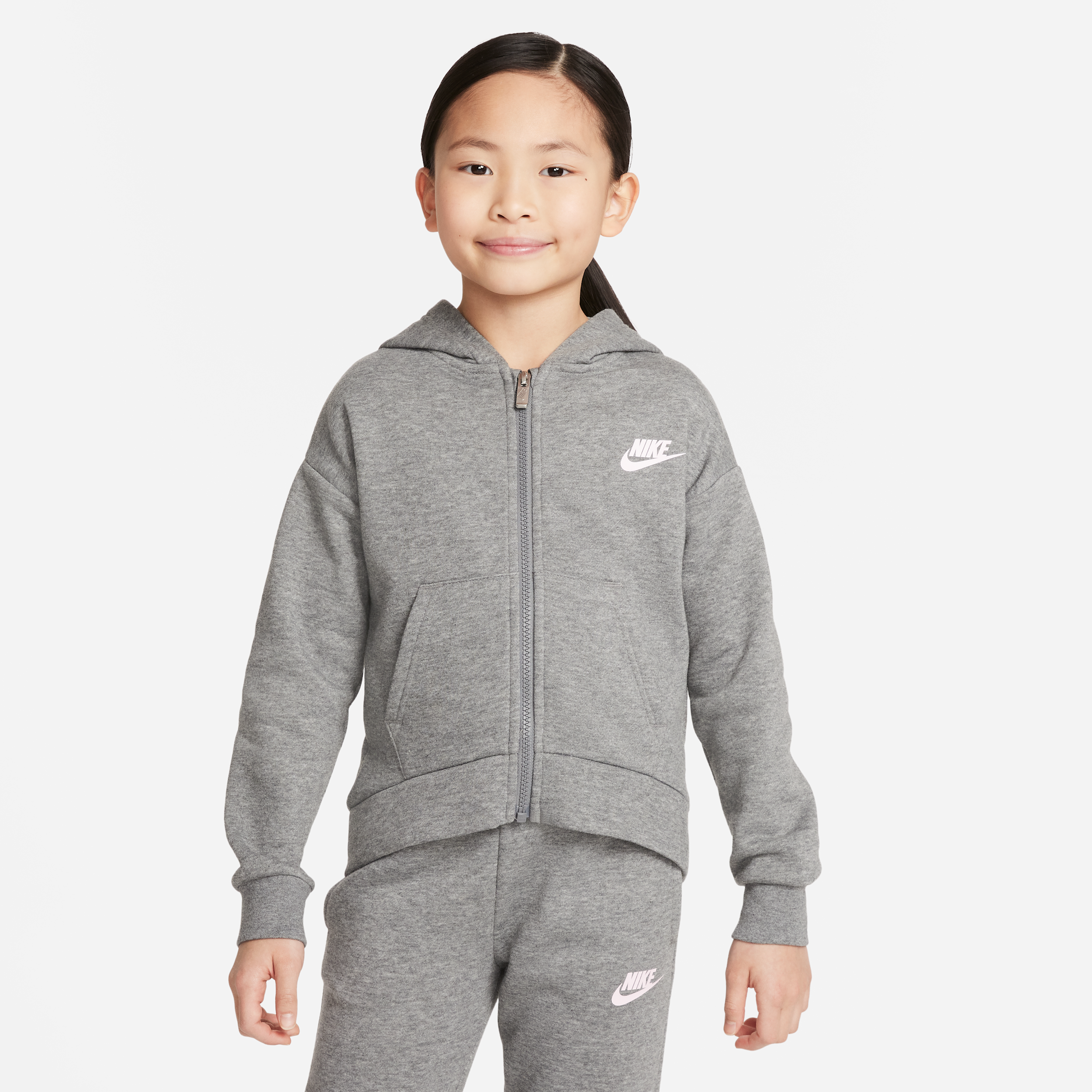 Nike Club Fleece Sudadera con capucha y cremallera completa - Niño/a pequeño/a - Gris