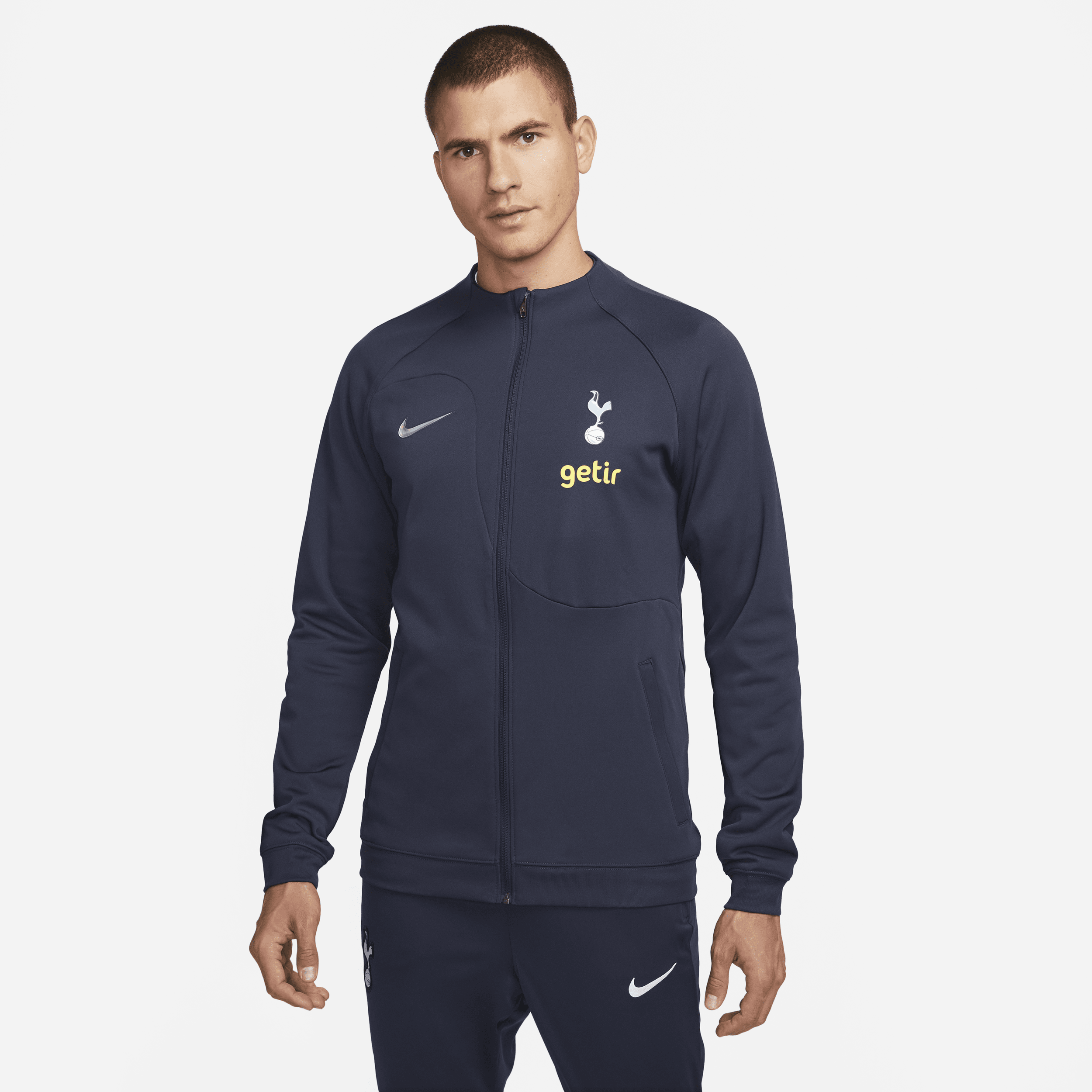 Maskinstrikket Tottenham Hotspur Academy Pro Nike-fodboldjakke med lynlås til mænd - blå