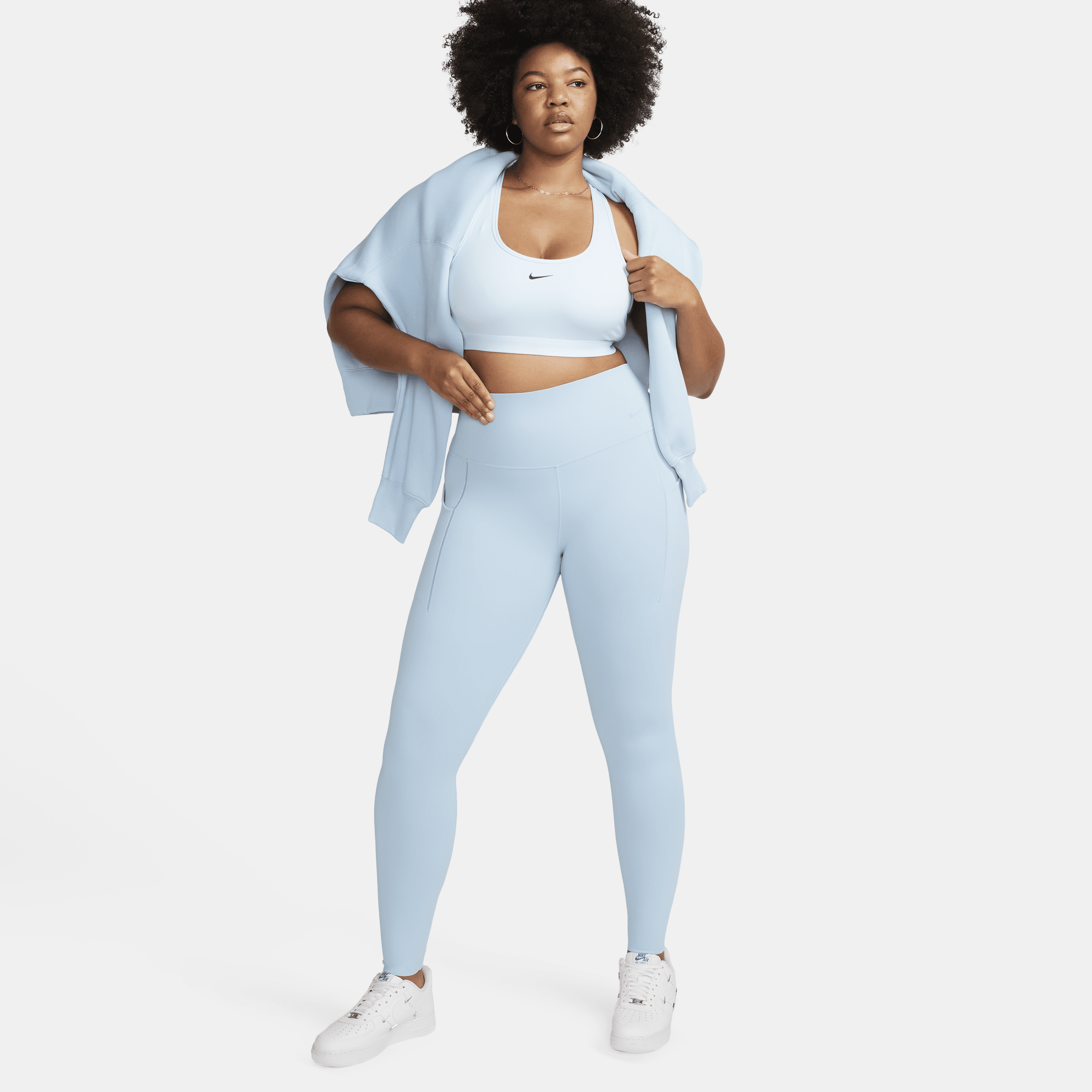 Nike Universa-leggings i fuld længde med medium støtte, høj talje og lommer til kvinder - blå