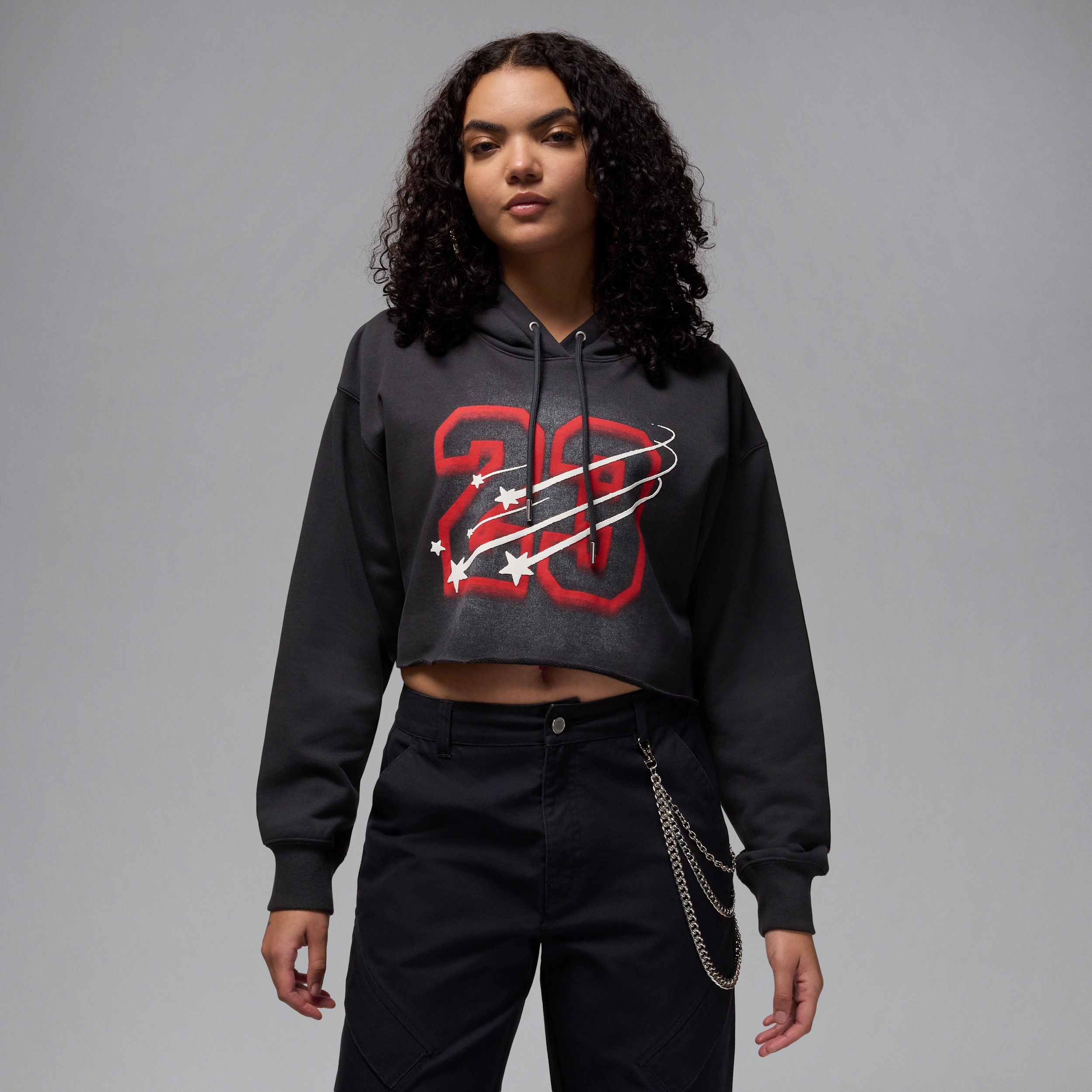 Nike Felpa corta con cappuccio e fodera in satin Jordan Flight Fleece – Donna - Nero