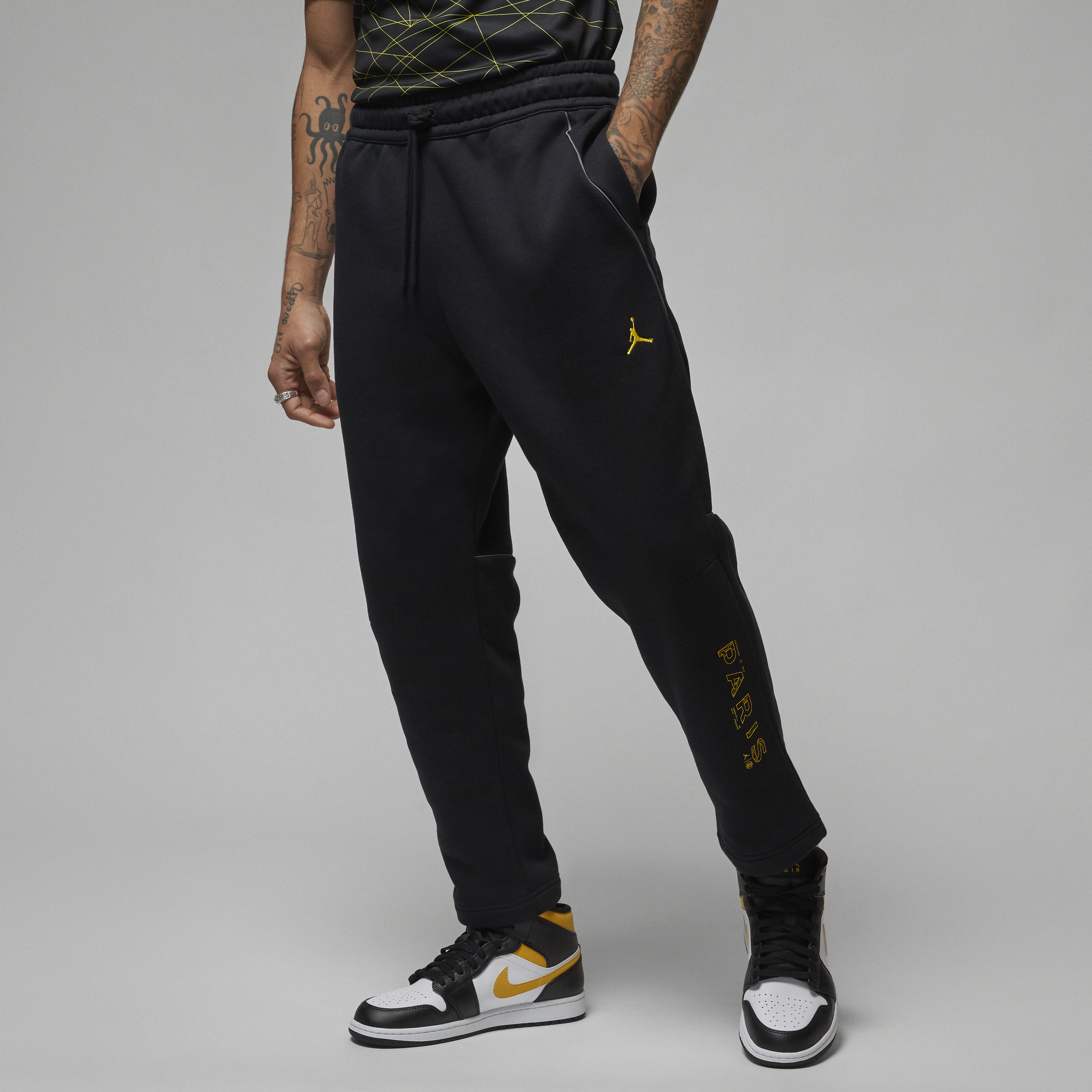 Nike Paris Saint-Germain-fleecebukser til mænd - sort