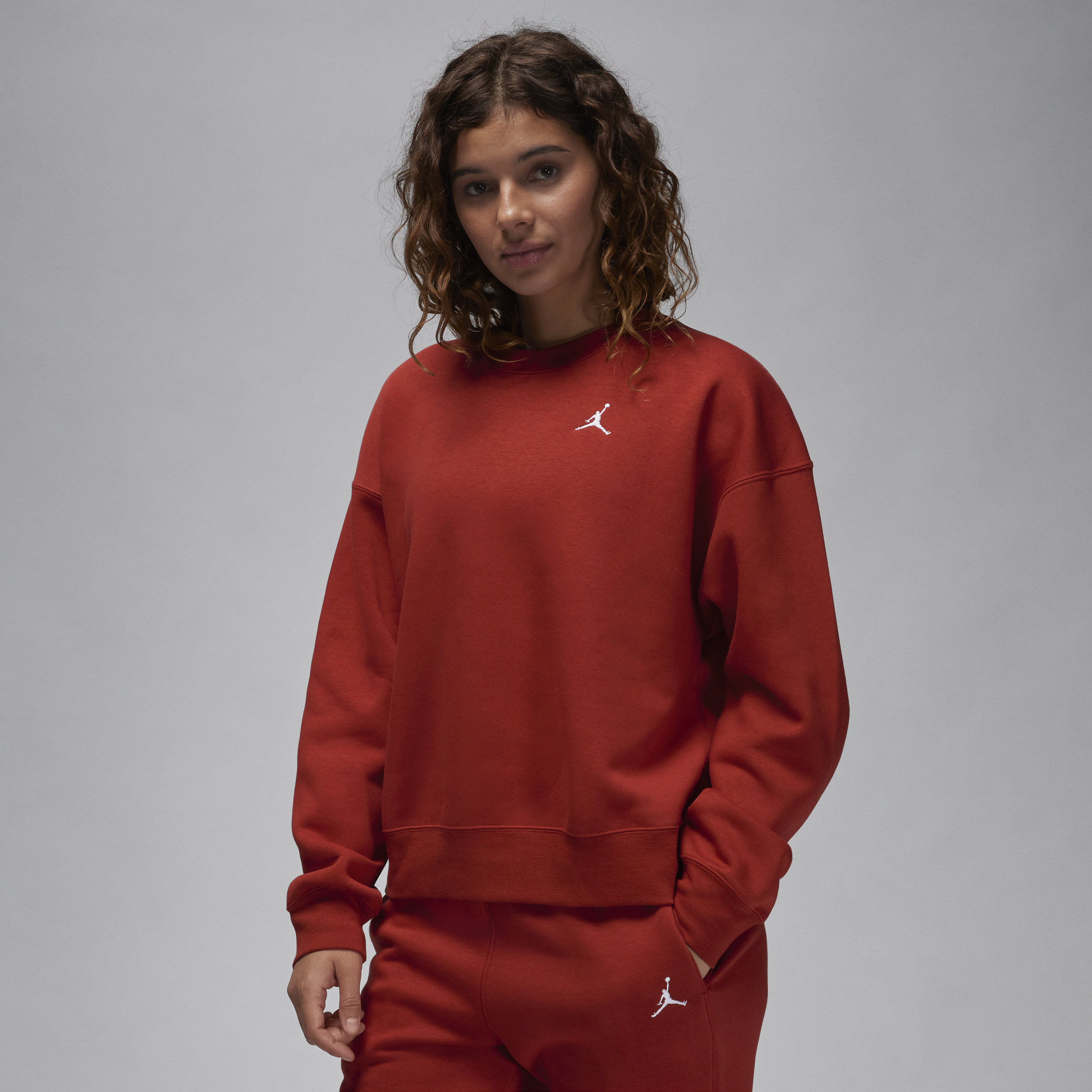 Jordan Brooklyn Fleece-sweatshirt med rund hals til kvinder - rød
