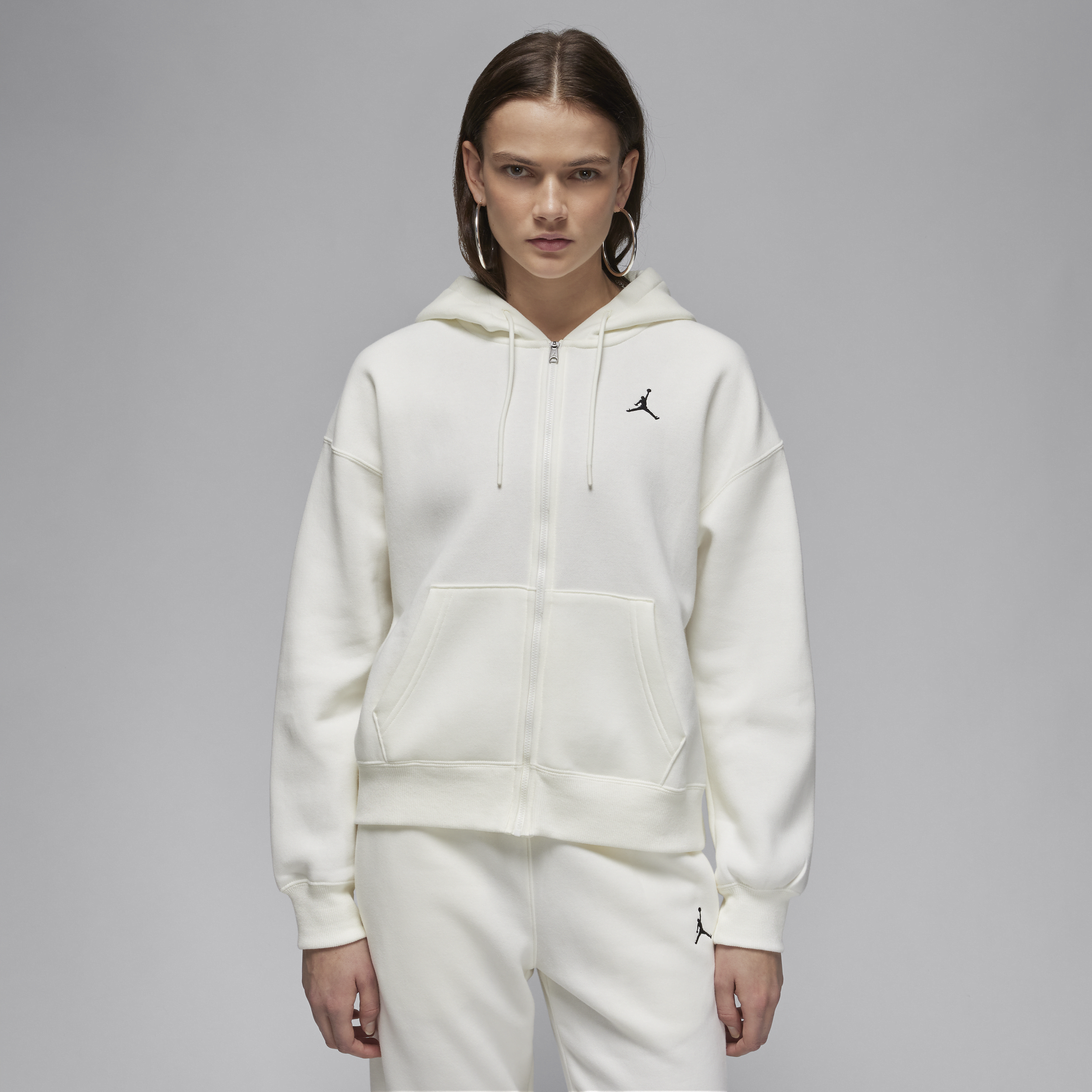 Nike Felpa con cappuccio e zip a tutta lunghezza Jordan Brooklyn Fleece – Donna - Bianco