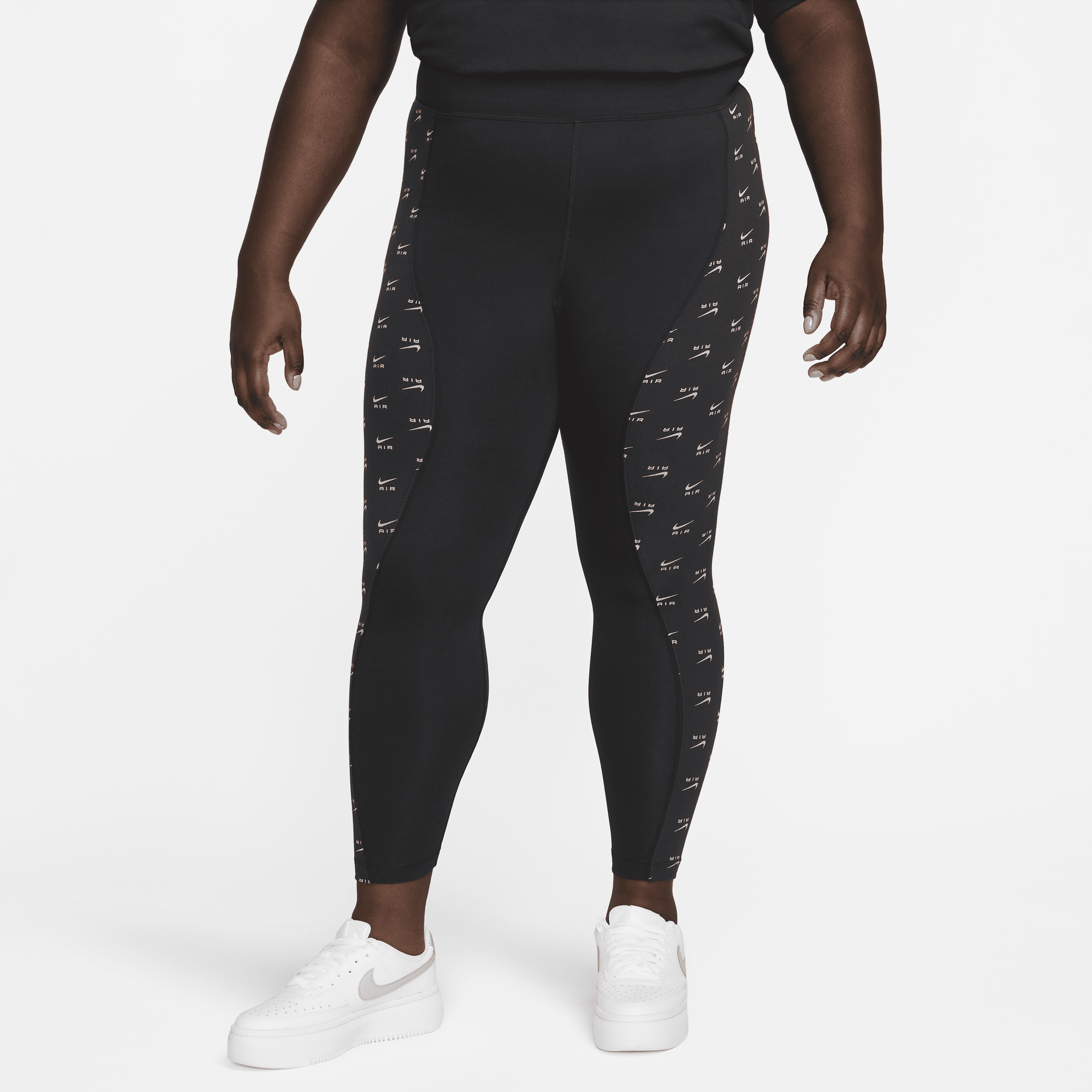 Nike Air-leggings med høj talje og fuld længde til kvinder (plus size) - sort