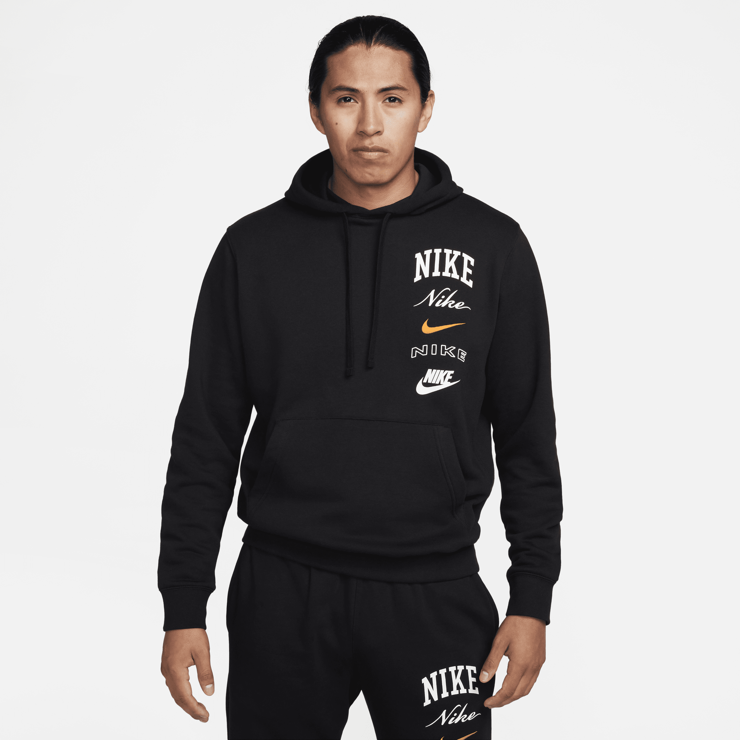 Felpa pullover con cappuccio Nike Club Fleece – Uomo - Nero