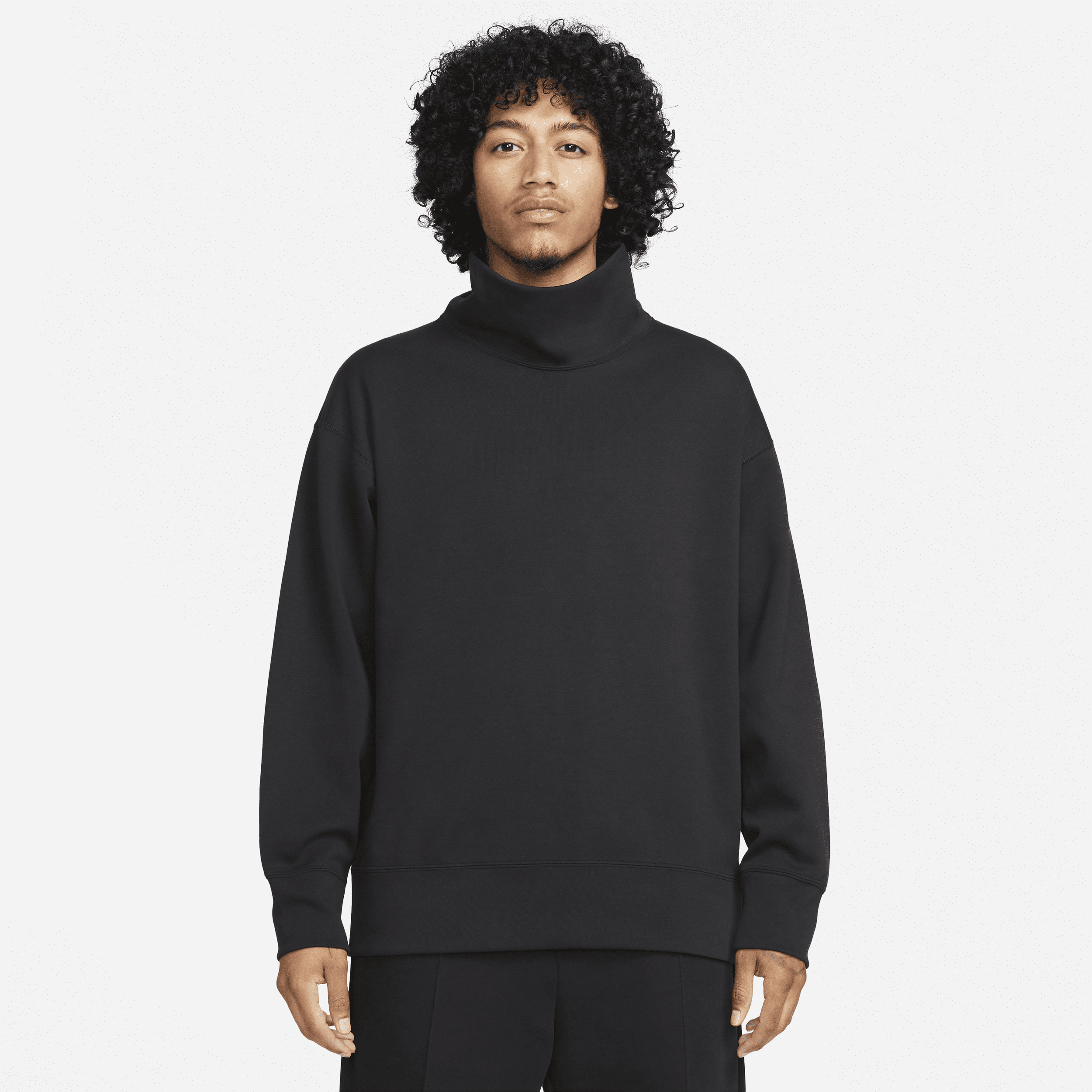 Overdimensioneret Nike Sportswear Tech Fleece Reimagined-sweatshirt med rullekrave til mænd - sort