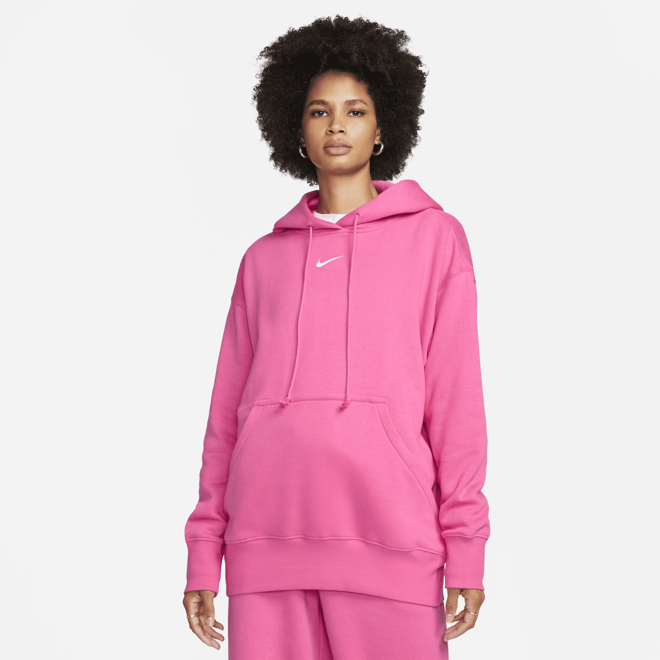 Oversized Nike Sportswear Phoenix Fleece-pullover-hættetrøje til kvinder - Pink