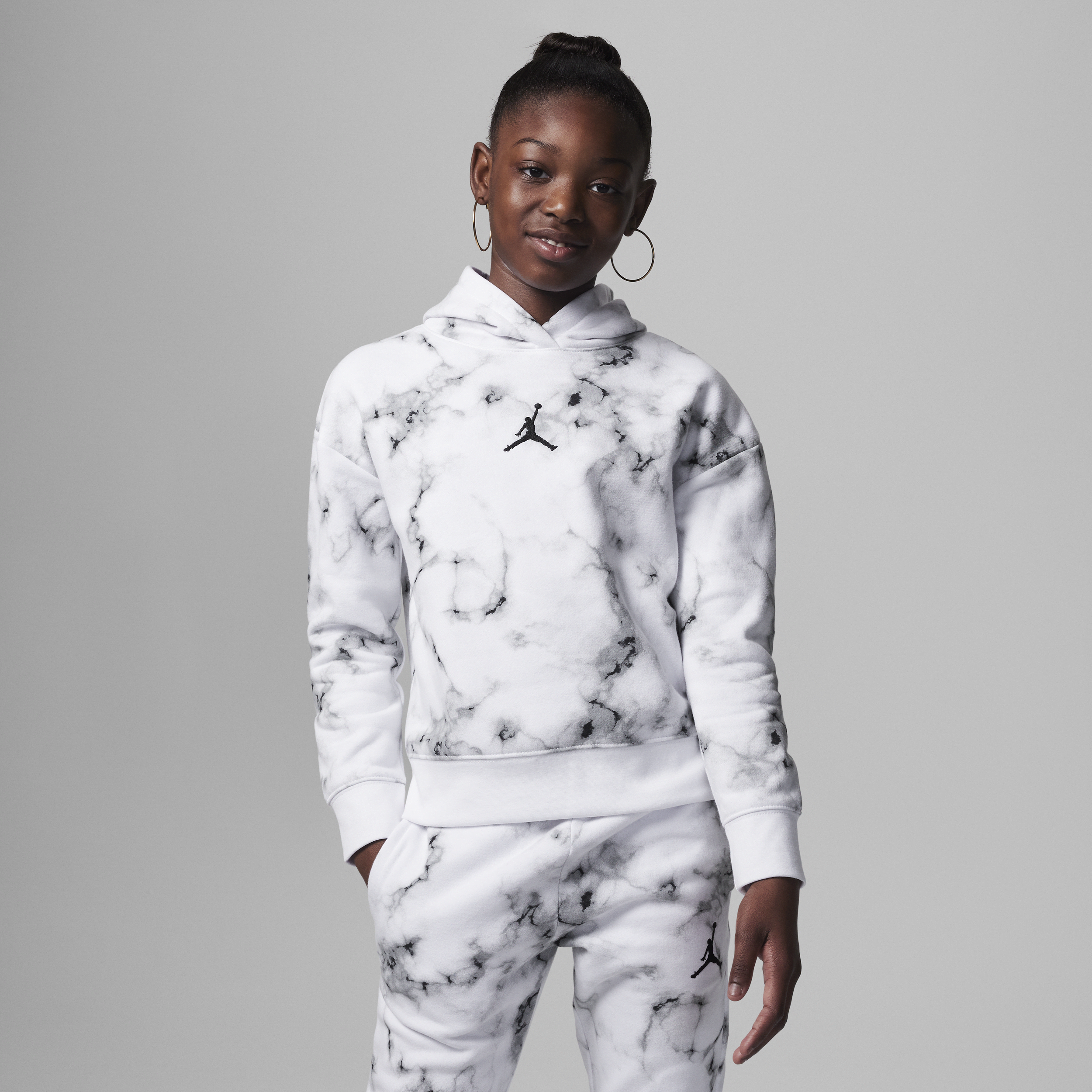 Nike Felpa con cappuccio Jordan Essentials Printed Pullover Hoodie – Ragazzi - Bianco