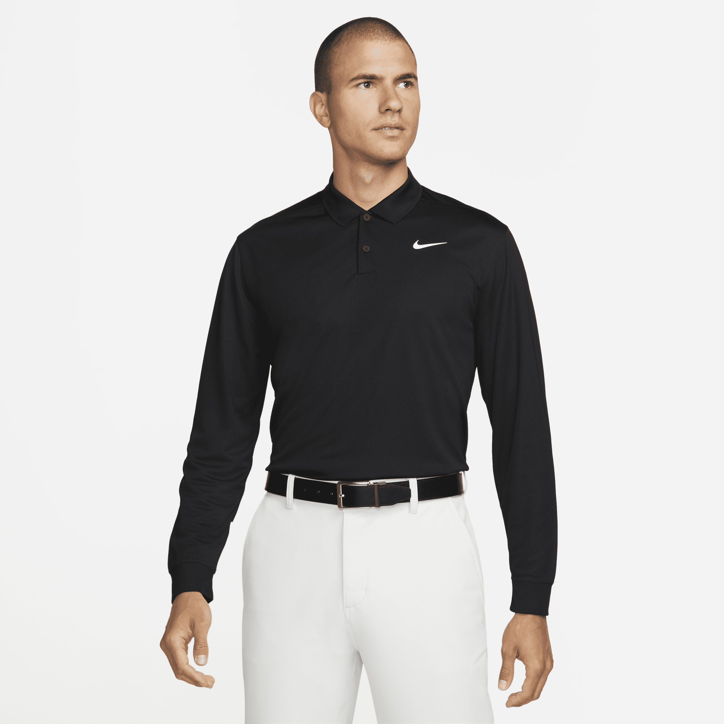 Nike Dri-FIT Victory-golfpolo med lange ærmer til mænd - sort