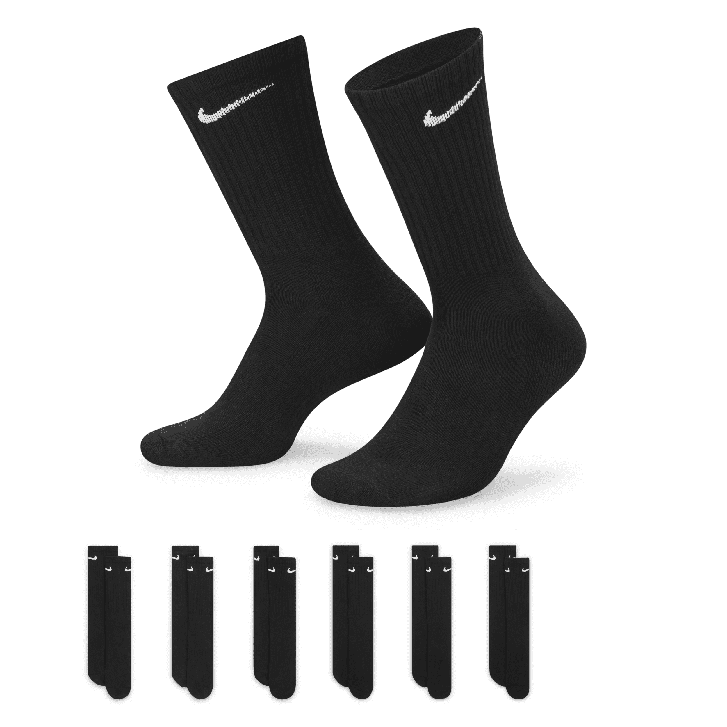 Nike Everyday Cushioned Calcetines largos de entrenamiento (6 pares) - Negro