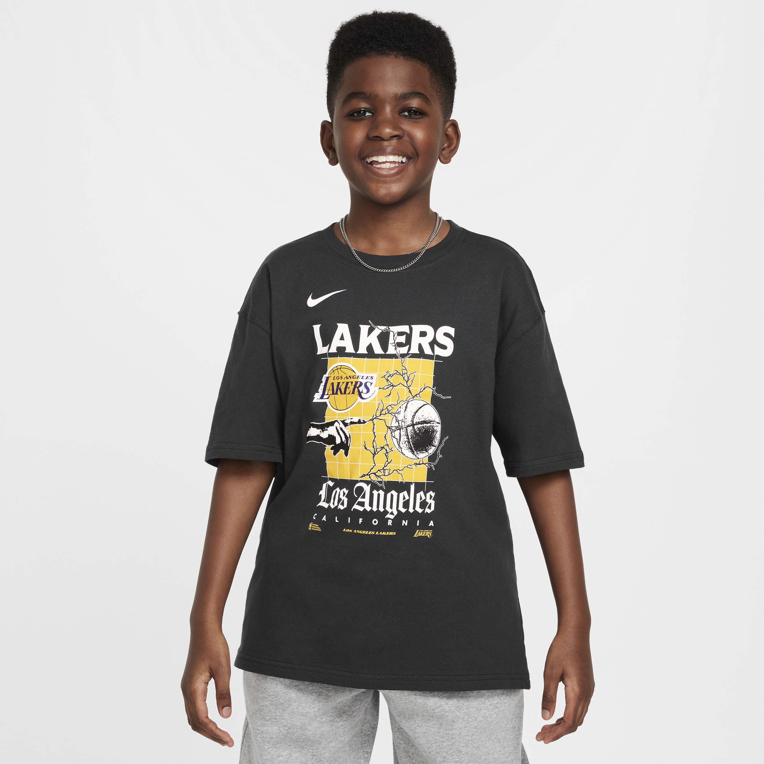 Los Angeles Lakers Courtside Nike Max90 NBA-shirt voor jongens - Zwart