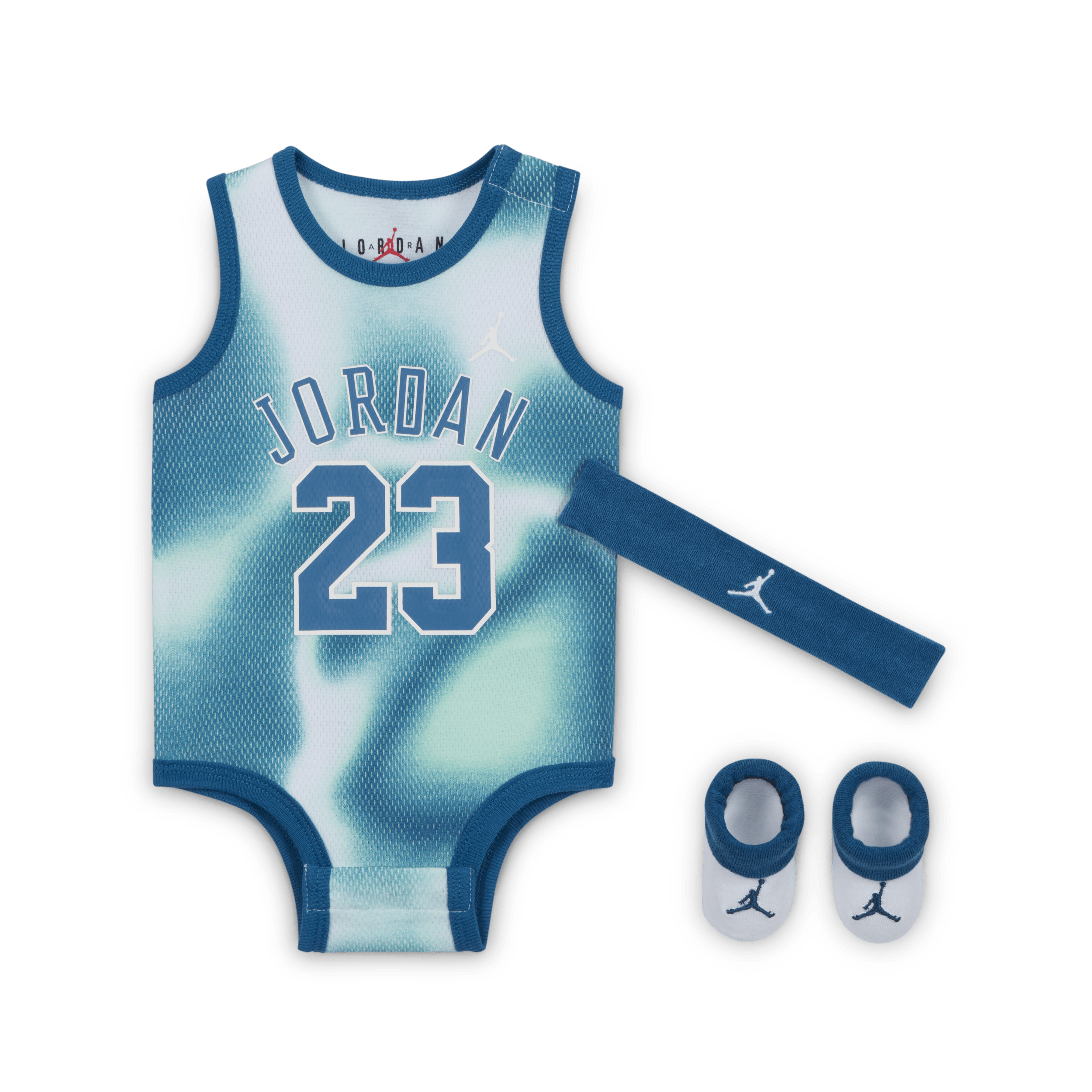 【ナイキ(NIKE)公式ストア】ジョーダン 23 ジャージー ベビー スリーピース ボディスーツ ボックス セット HF2742-499 ブルー 【ナイキ(NIKE)公式ストア】ジョーダン 23 ジャージー ベビー スリーピース ボディスーツ ボックス セット HF2742-499 ブルー