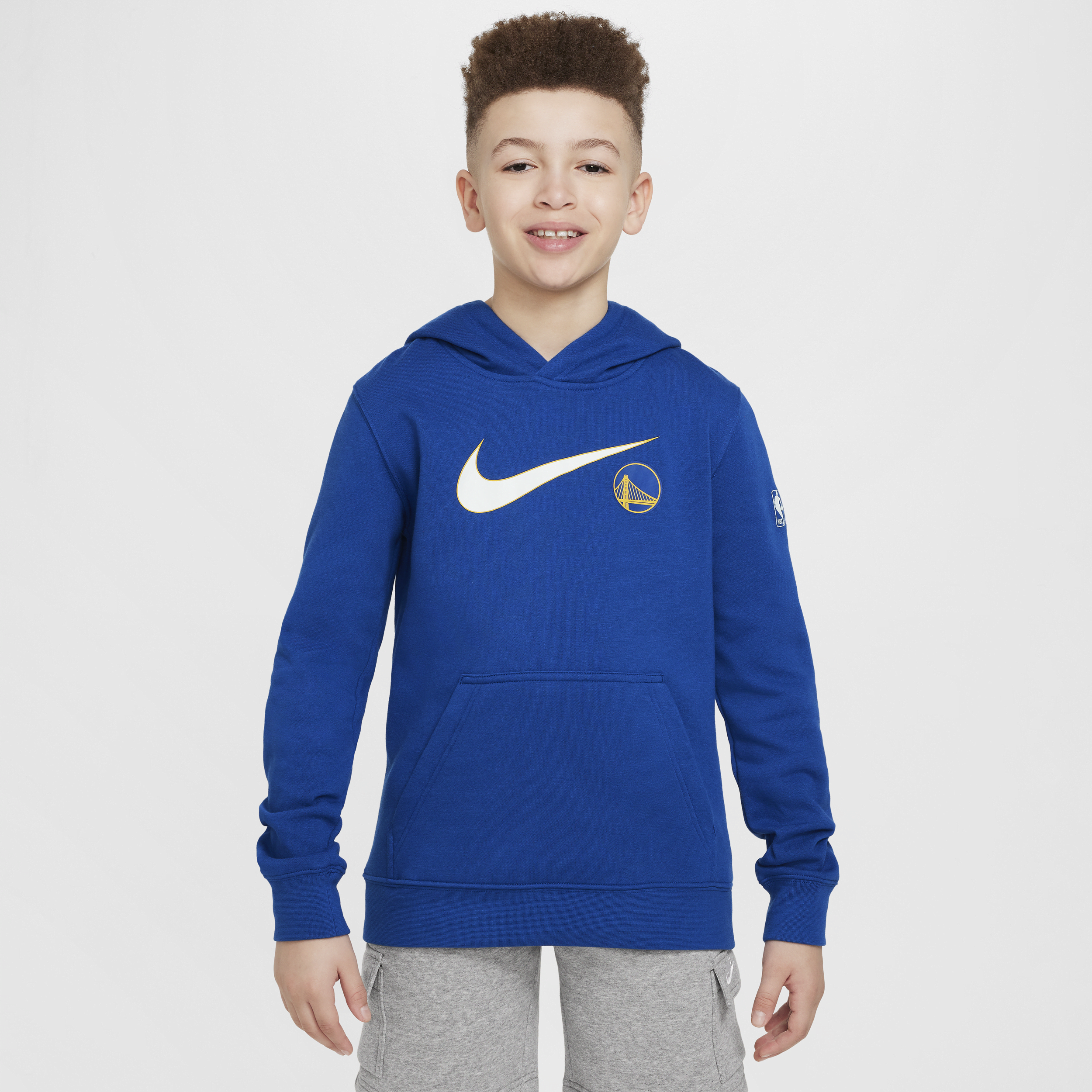 Golden State Warriors Club Fleece Essential Sudadera con capucha Nike de la NBA - Niño - Azul