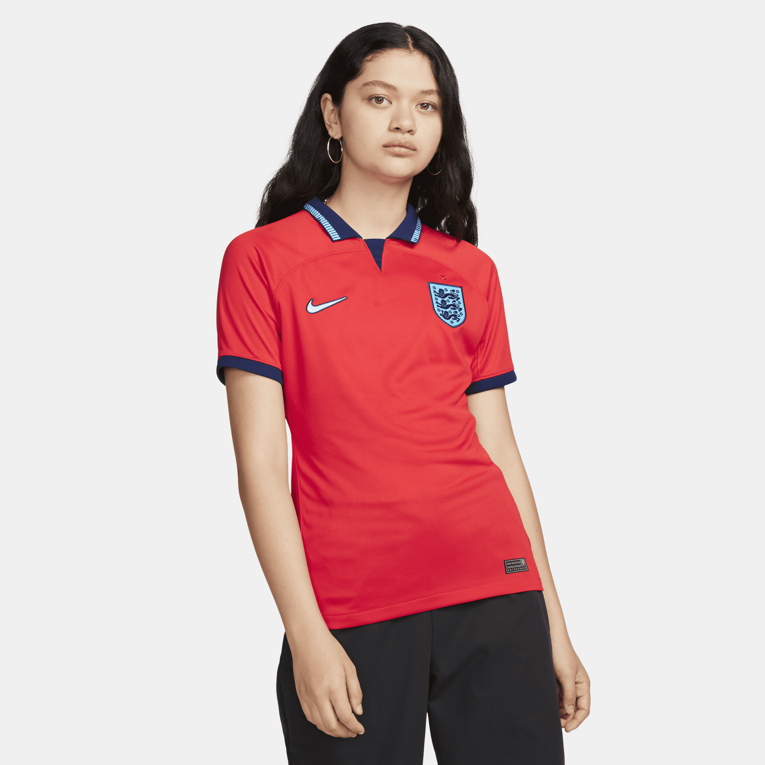 England 2022/23 Stadium Away Nike Dri-FIT-fodboldtrøje til kvinder - rød