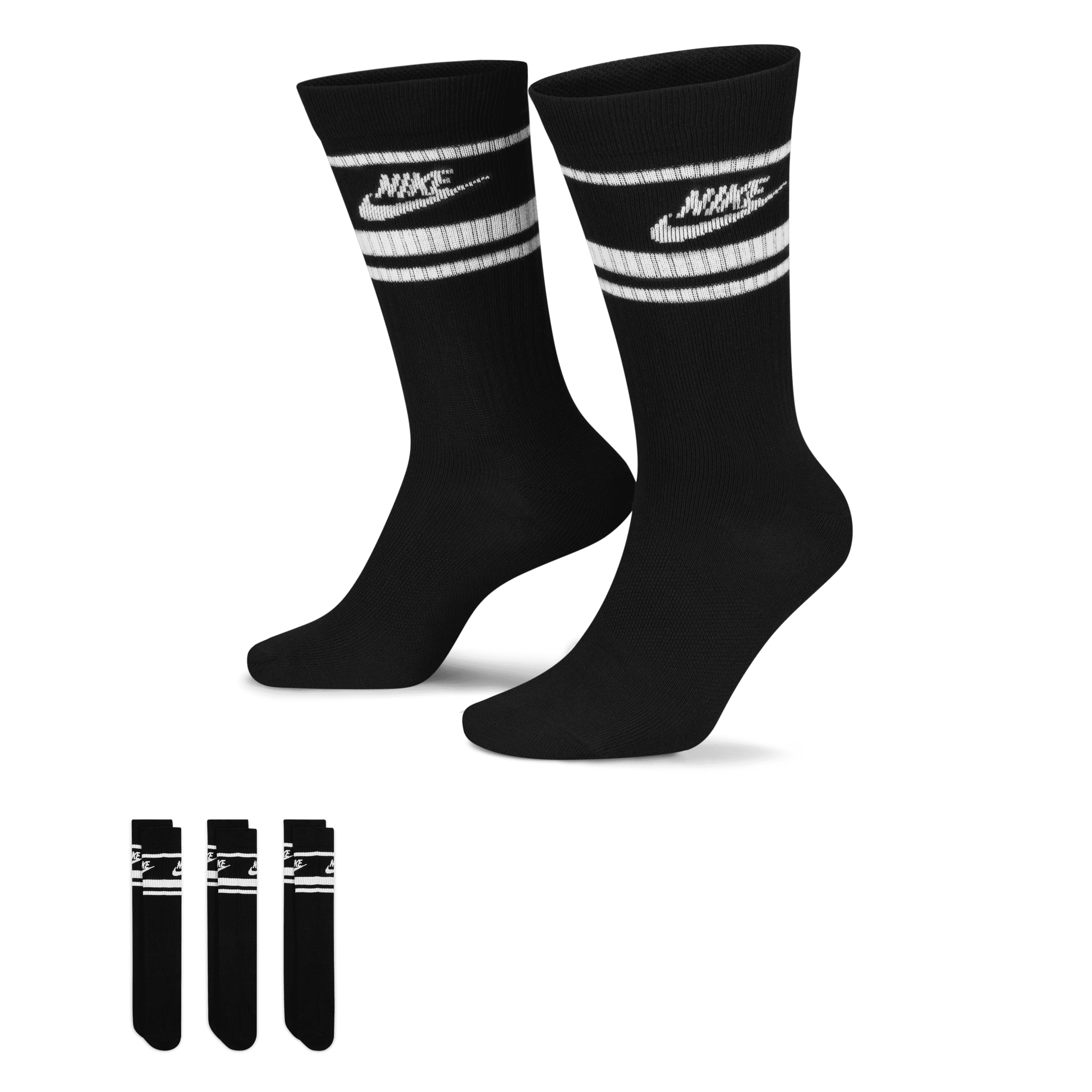 Nike Sportswear Dri-FIT Everyday Essential-crewstrømper (3 par) - sort