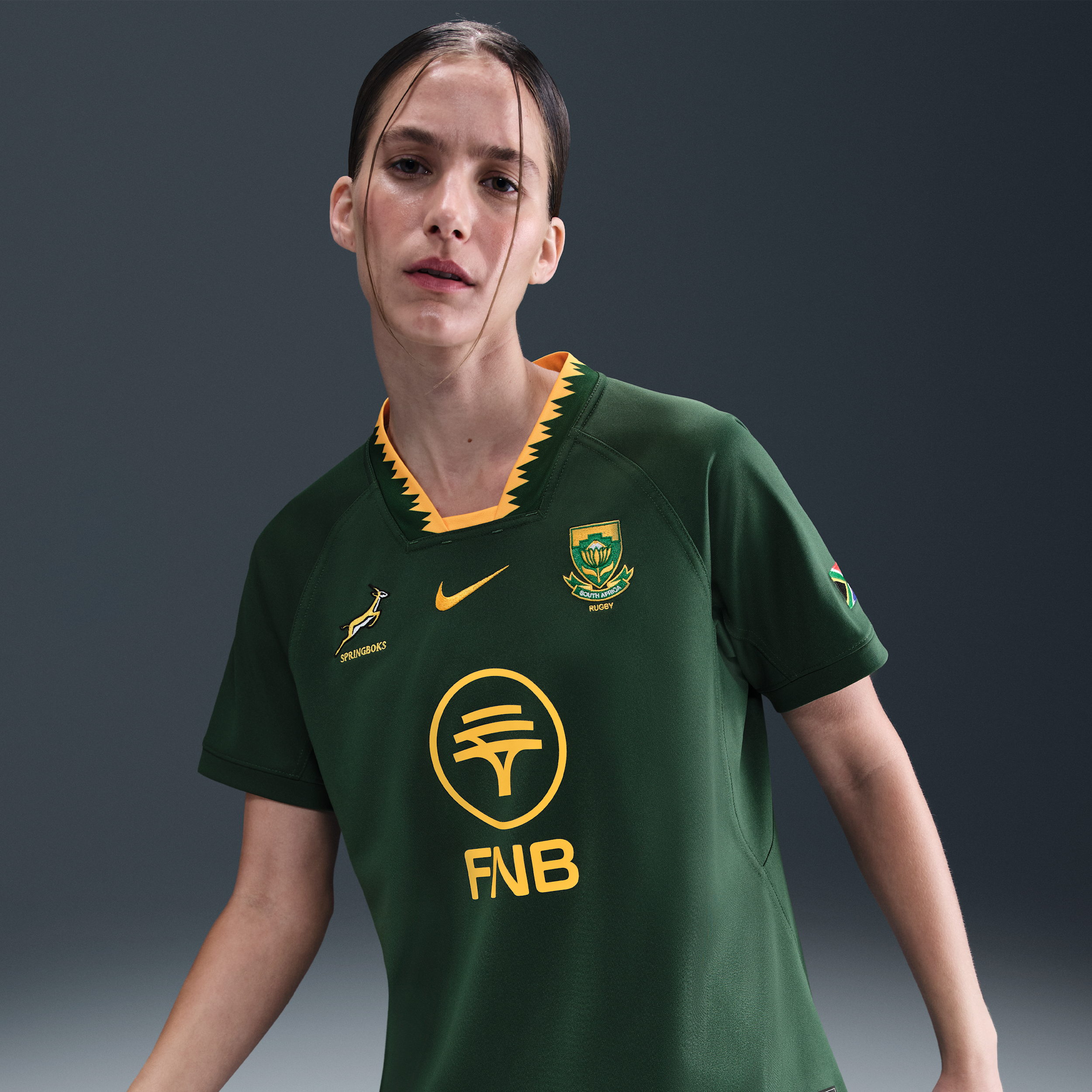 Maglia da rugby replica Nike Springboks 2025/26 Stadium da donna – Home - Verde