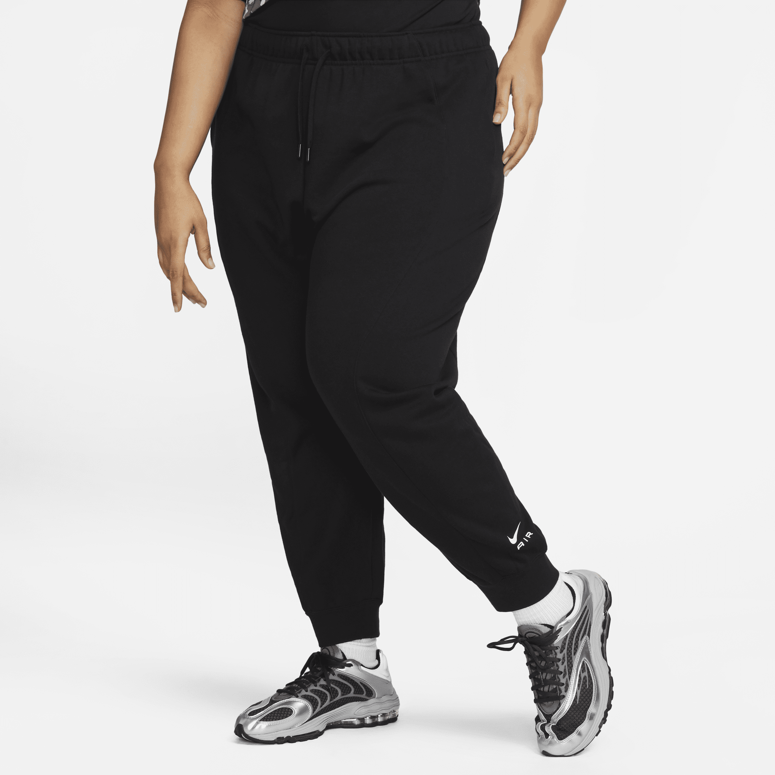 Nike Air Joggingbroek van fleece met halfhoge taille voor dames (Plus Size) - Zwart