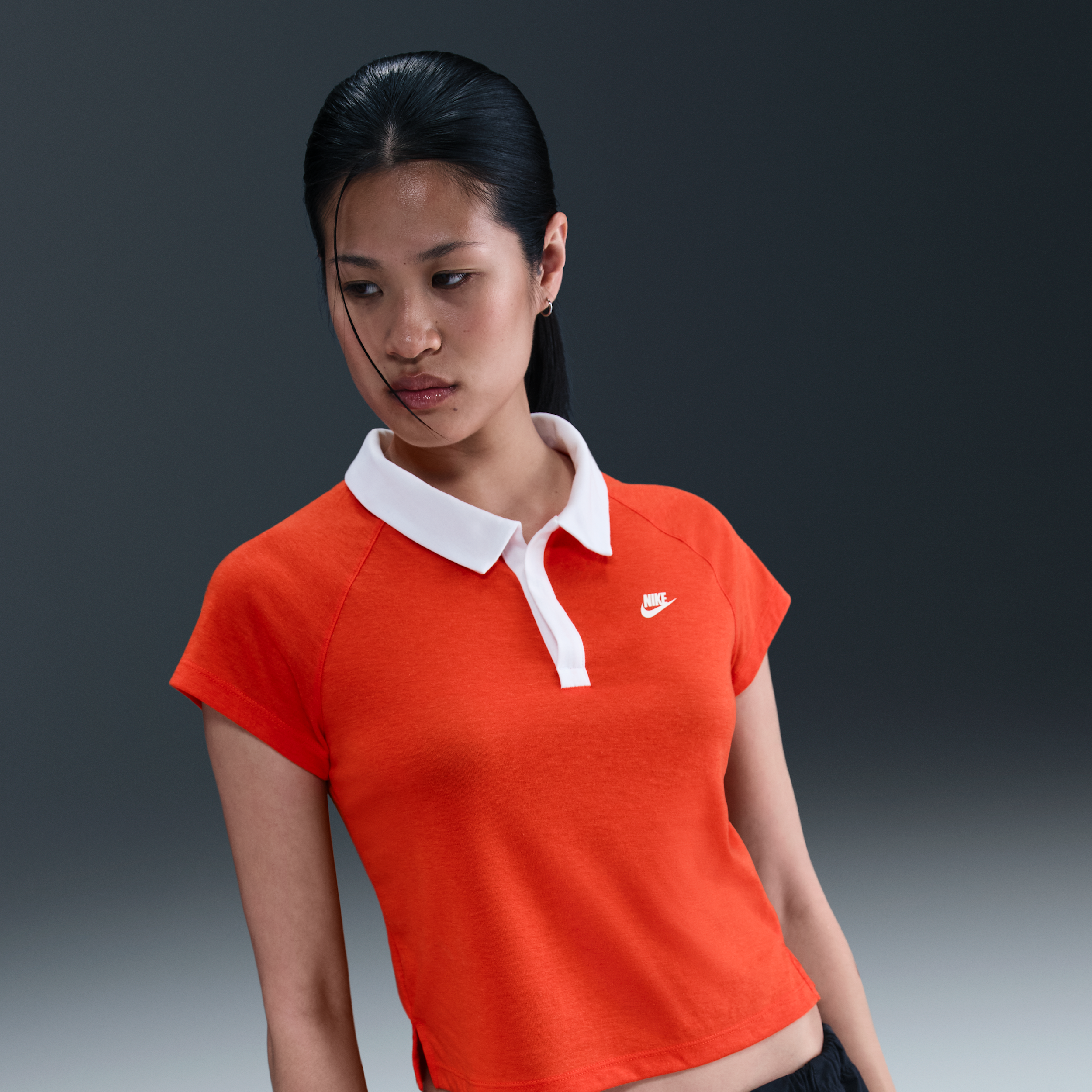 Nike Polo retro de ajuste entallado - Mujer - Rojo
