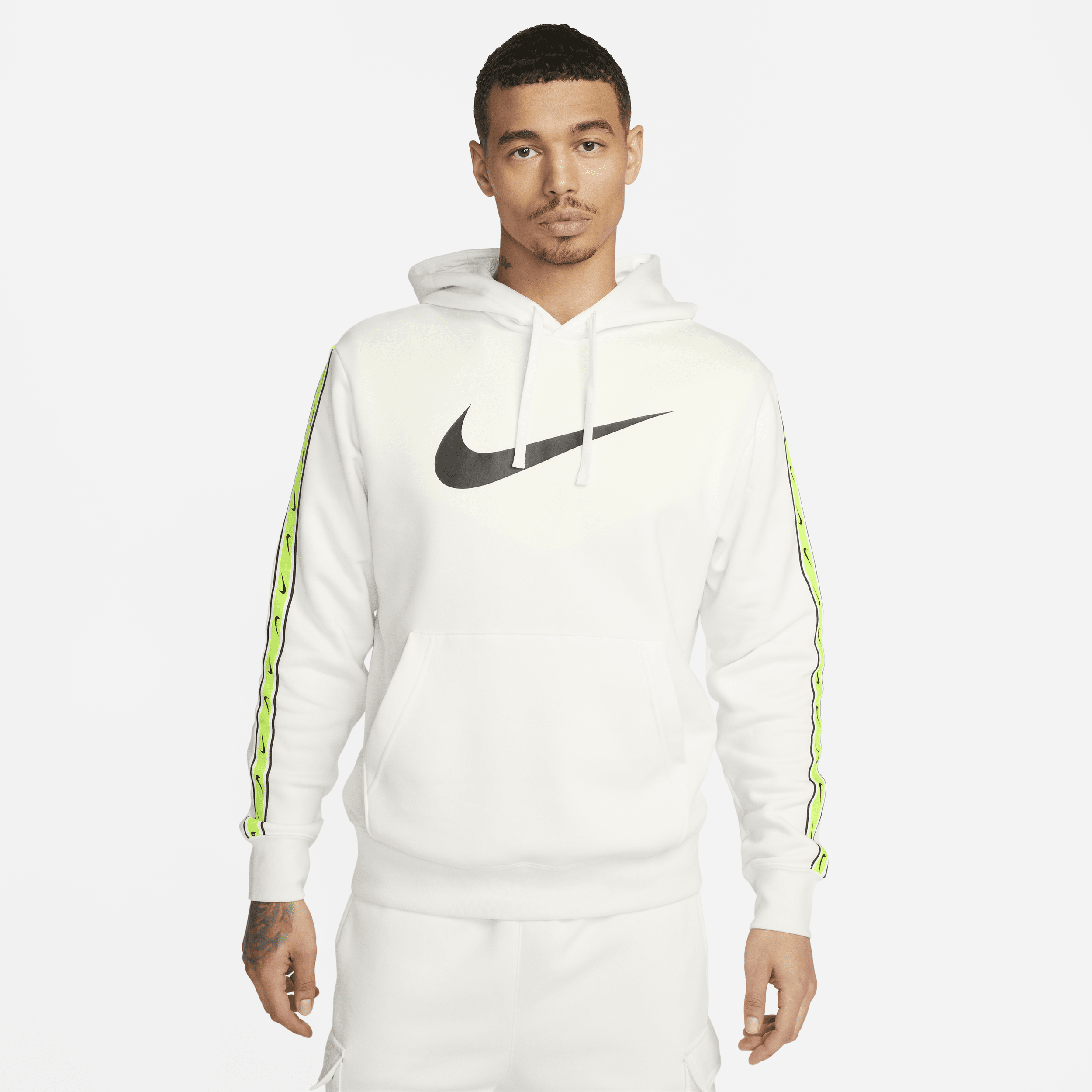 Felpa pullover in fleece con cappuccio Nike Sportswear Repeat – Uomo - Bianco