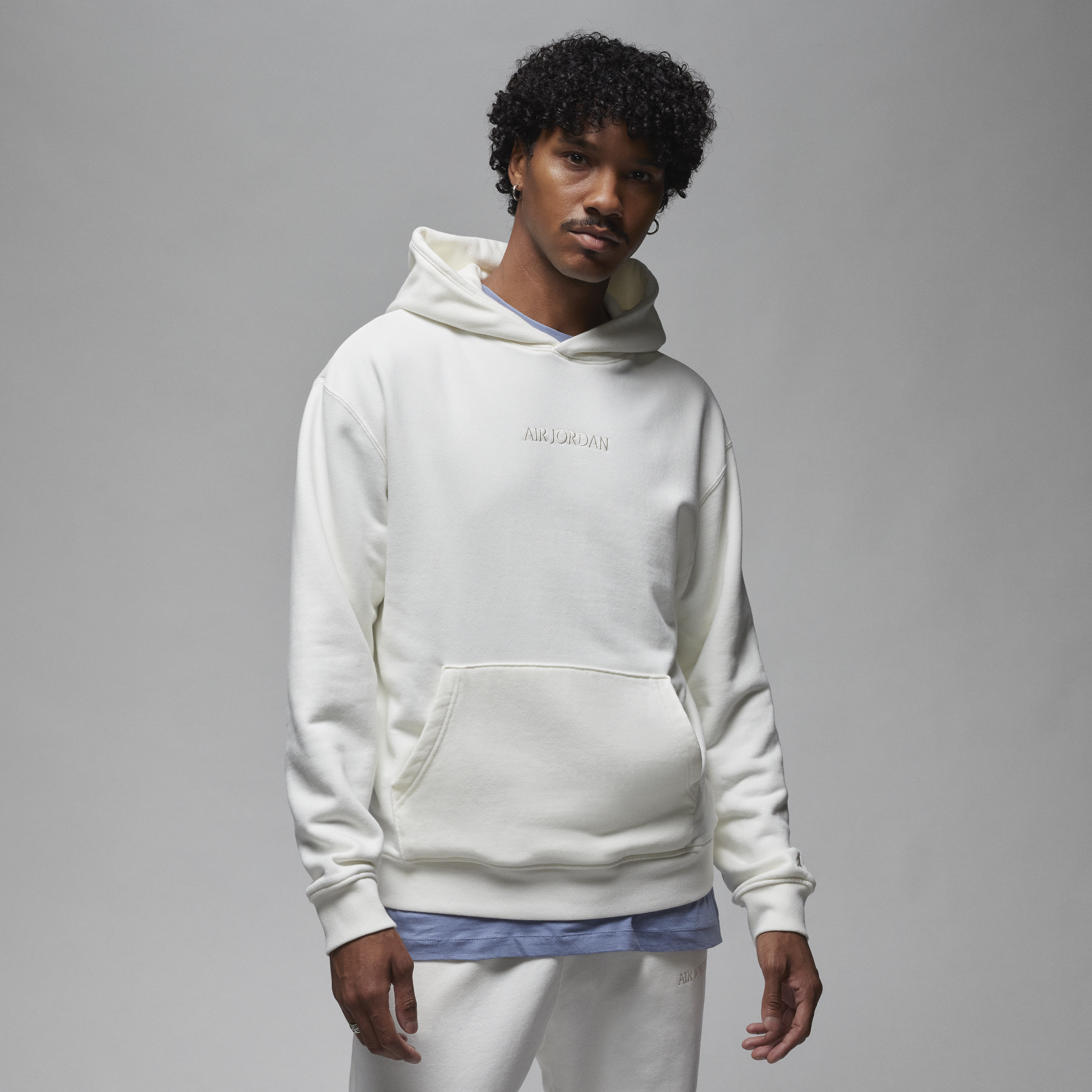 Nike Felpa in fleece con cappuccio Air Jordan Wordmark – Uomo - Bianco