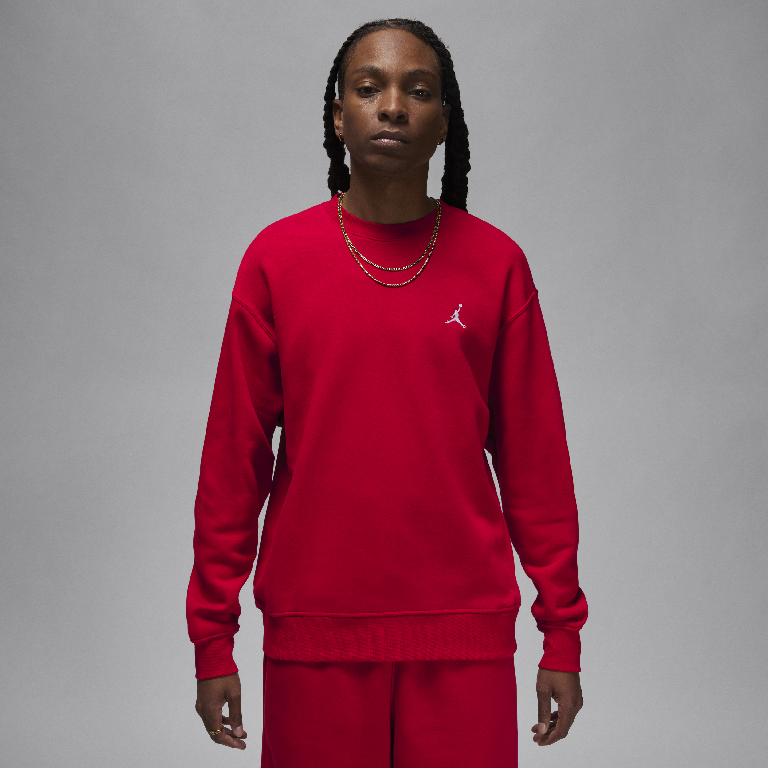 Jordan Brooklyn Fleece-sweatshirt med rund hals til mænd - rød