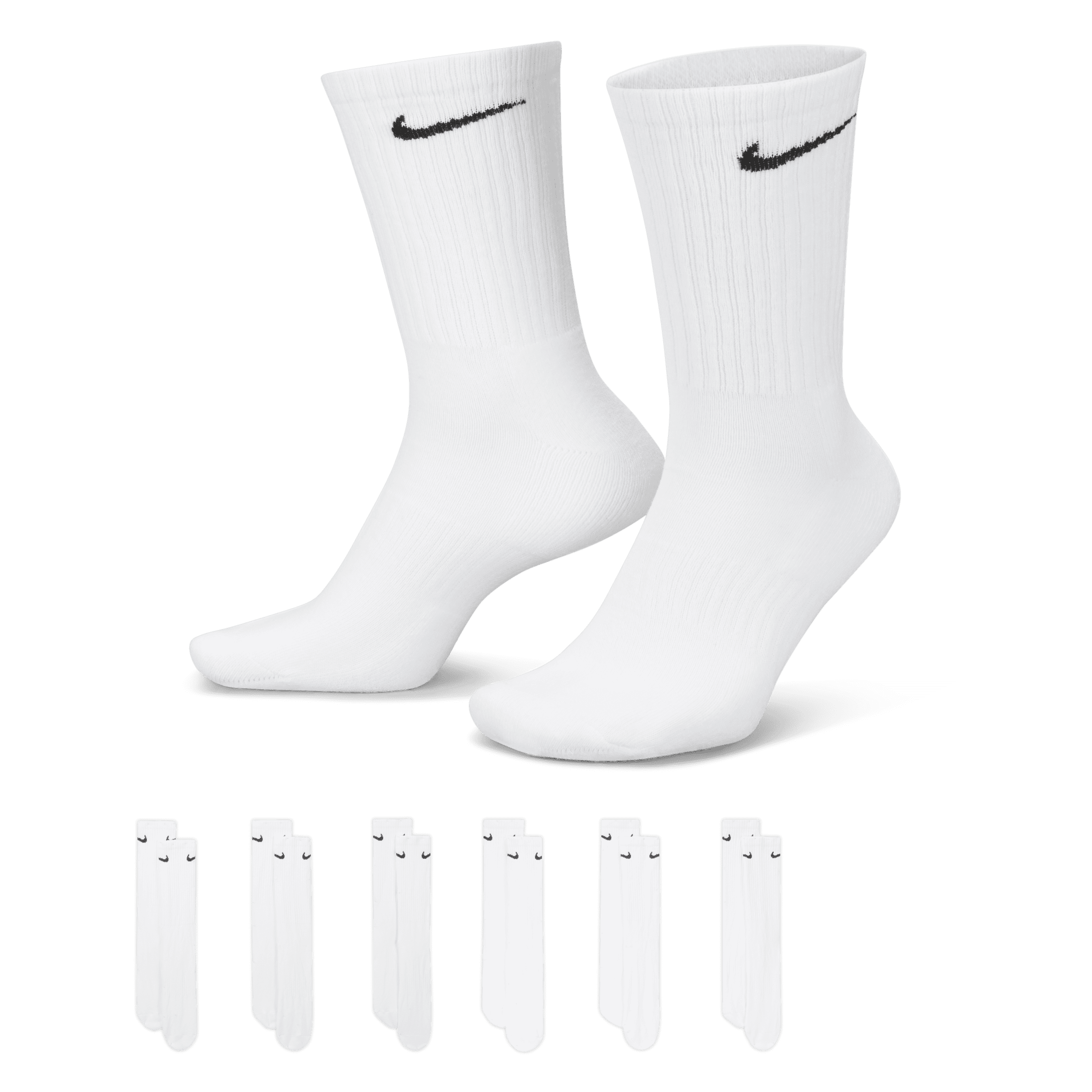 Nike Everyday Cushioned Calcetines largos de entrenamiento (6 pares) - Blanco