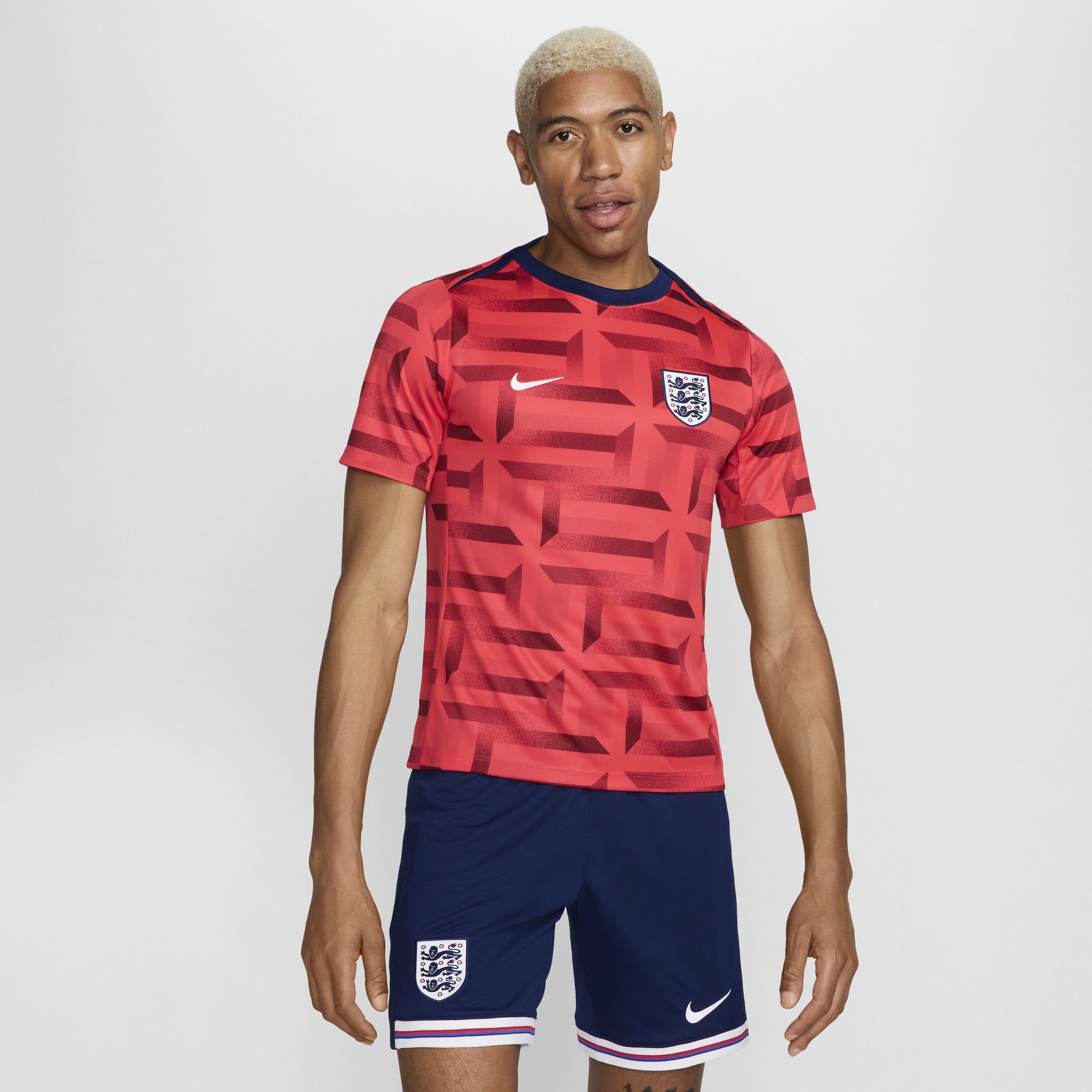 Engeland Academy Pro Nike Dri-FIT warming-uptop met korte mouwen voor heren - Rood