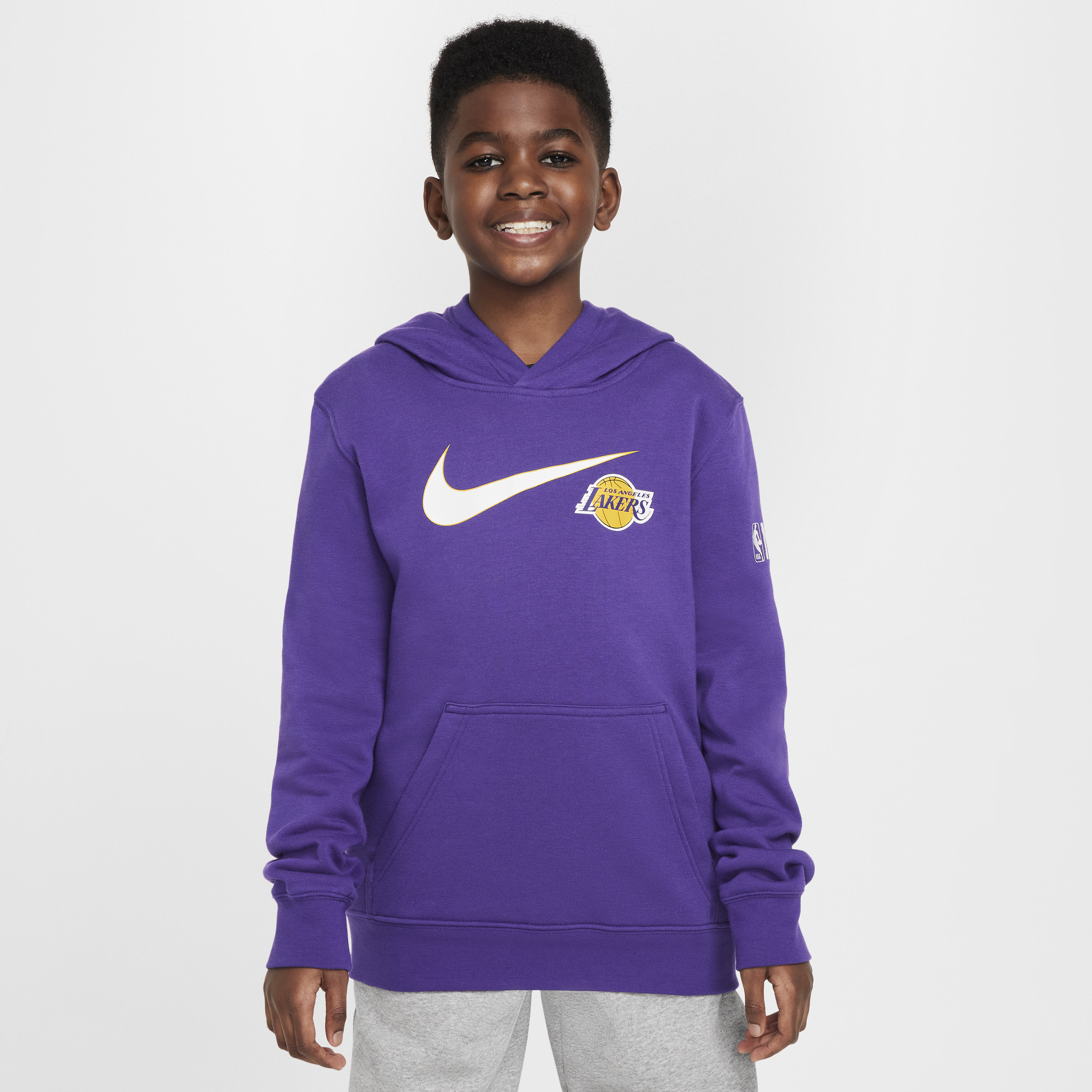 Felpa con cappuccio Los Angeles Lakers Club Fleece Essential Nike NBA – Ragazzo - Viola