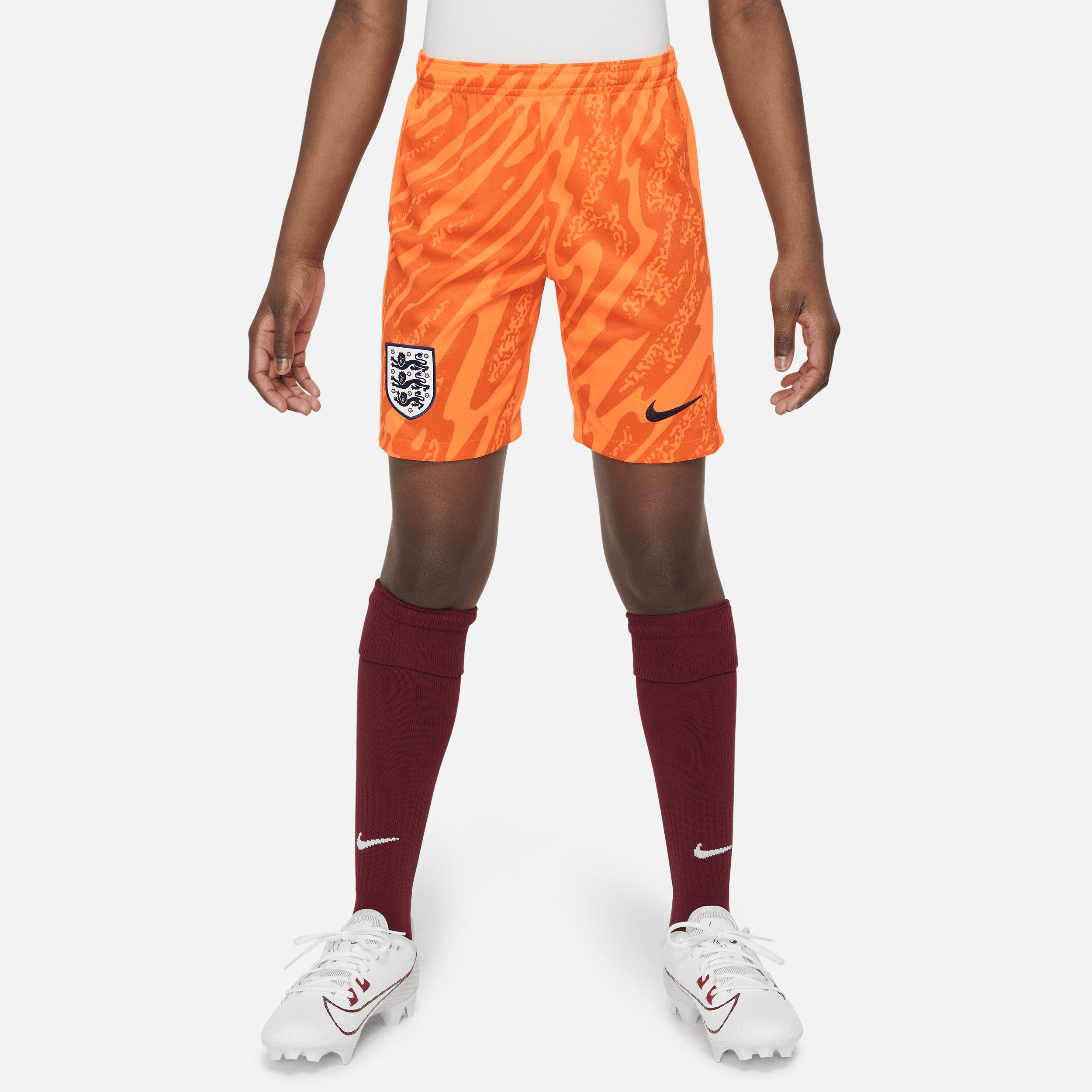 Shorts da calcio replica Nike Dri-FIT Inghilterra 2024 Stadium per ragazzo/a – Away - Arancione