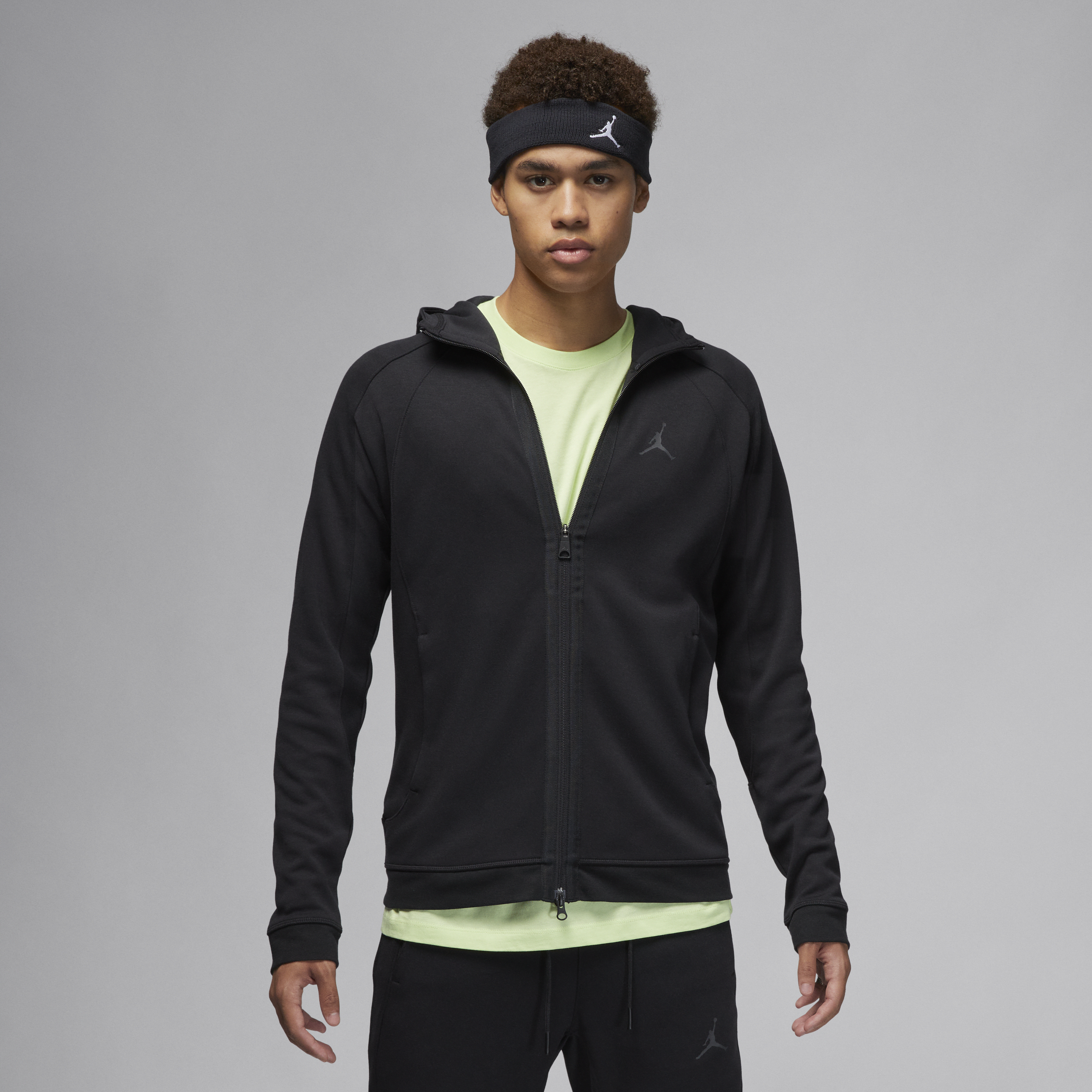 Jordan Dri-FIT Sport-Air Fleece-hættetrøje med fuld lynlås til mænd - sort